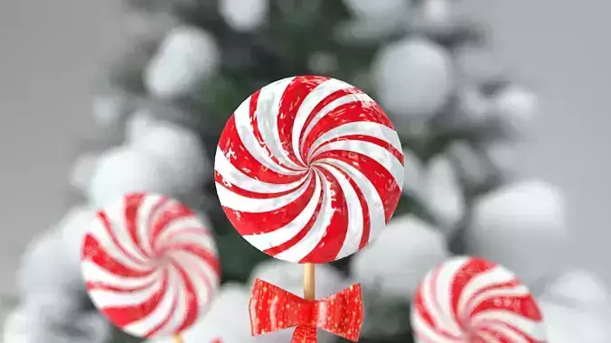 Christmas Candy Turbine Lollipop 3D Model