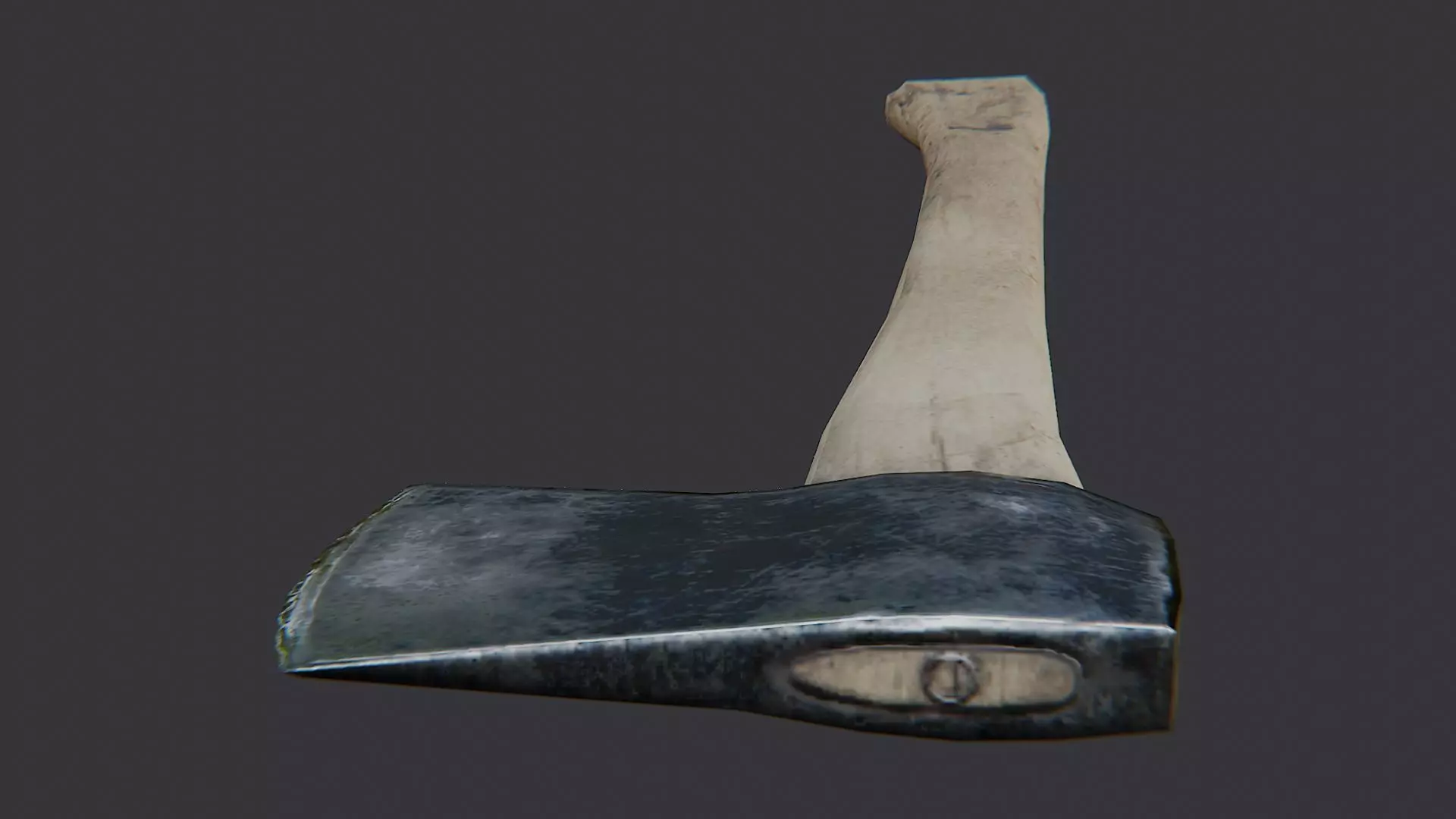 Wooden Hand Axe with Metal Head Low-poly 3D model_0