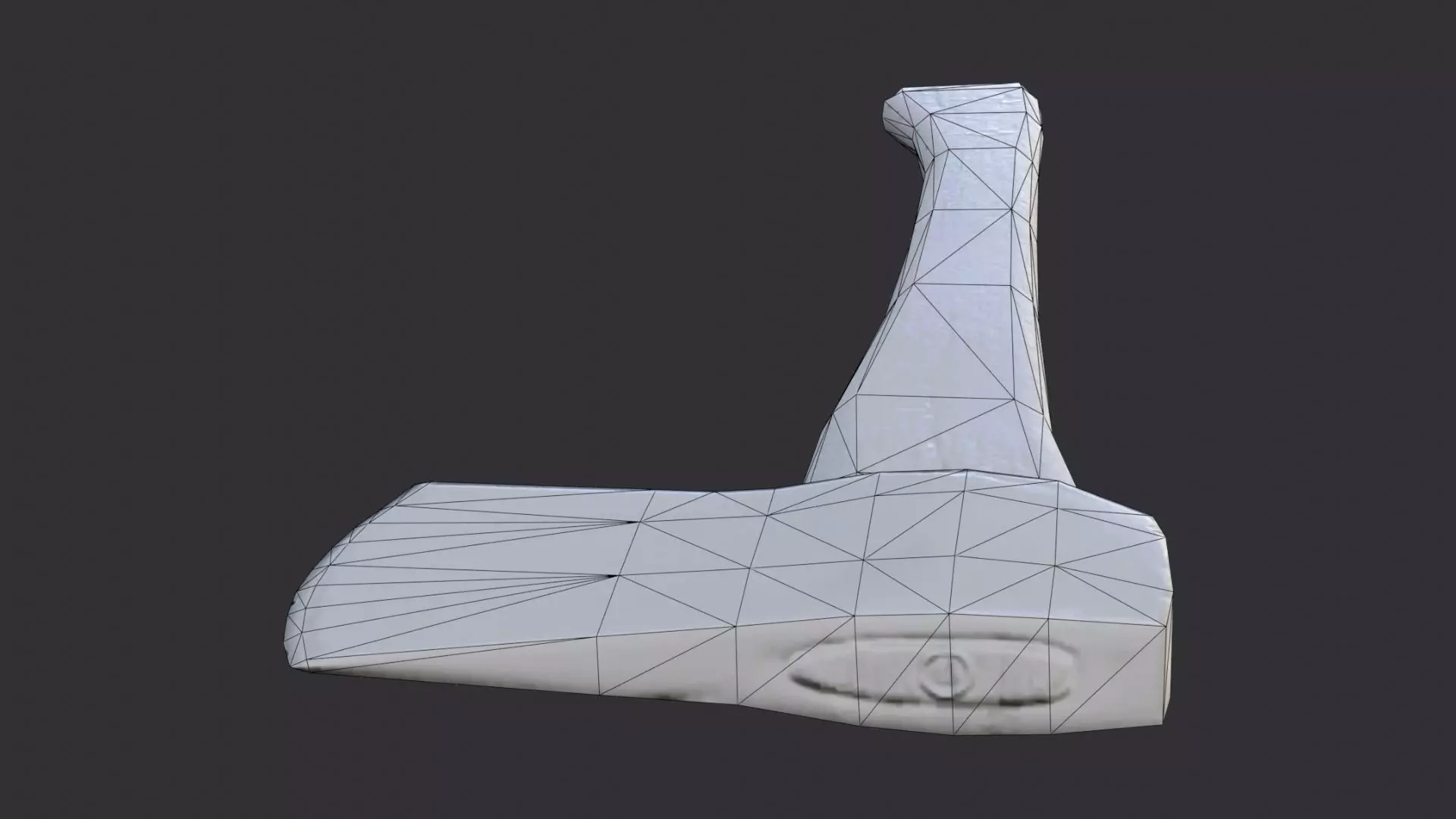 Wooden Hand Axe with Metal Head Low-poly 3D model_7