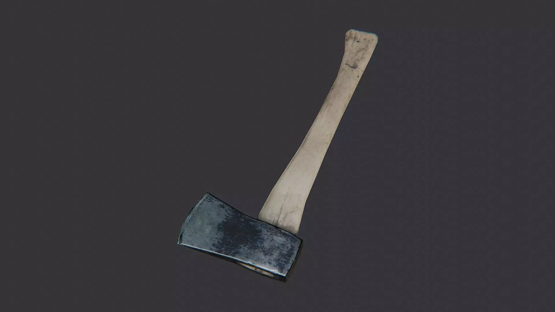 Wooden Hand Axe with Metal Head Low-poly 3D model_4