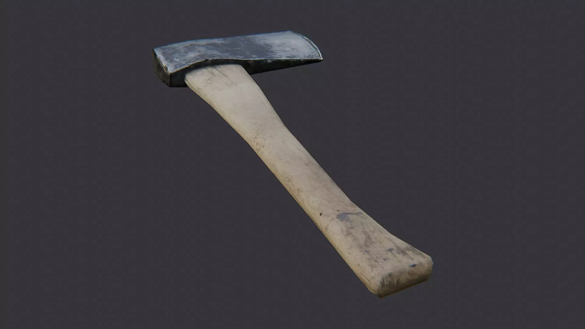 Wooden Hand Axe with Metal Head Low-poly 3D model_3