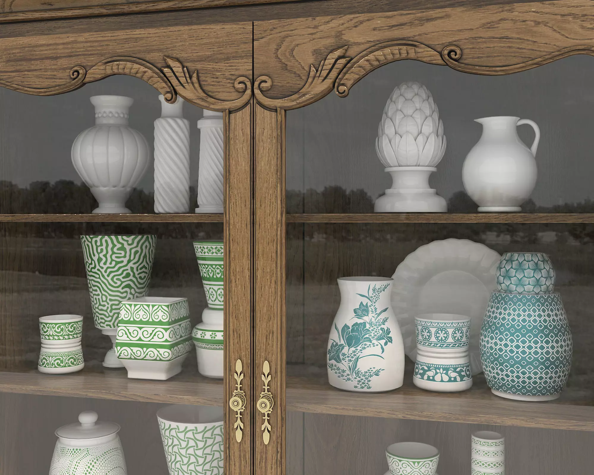Classic Display Cabinet and Decoration 9 3D model_5