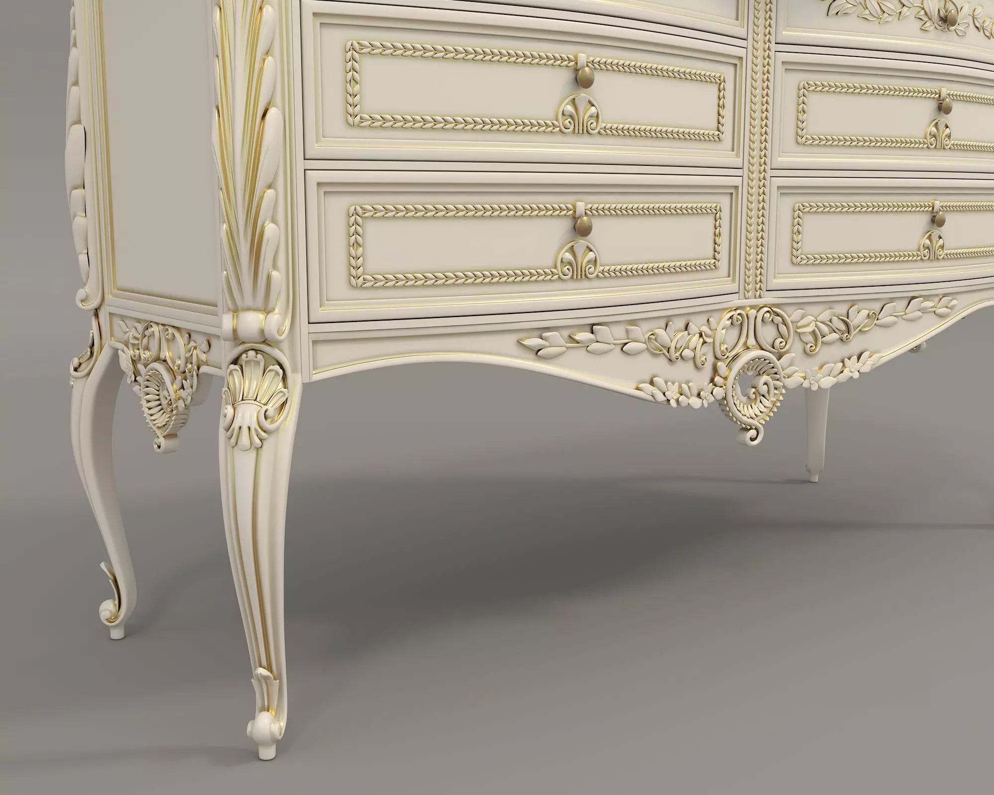 Classic European style Sideboard and Decoration 5 3D model_5