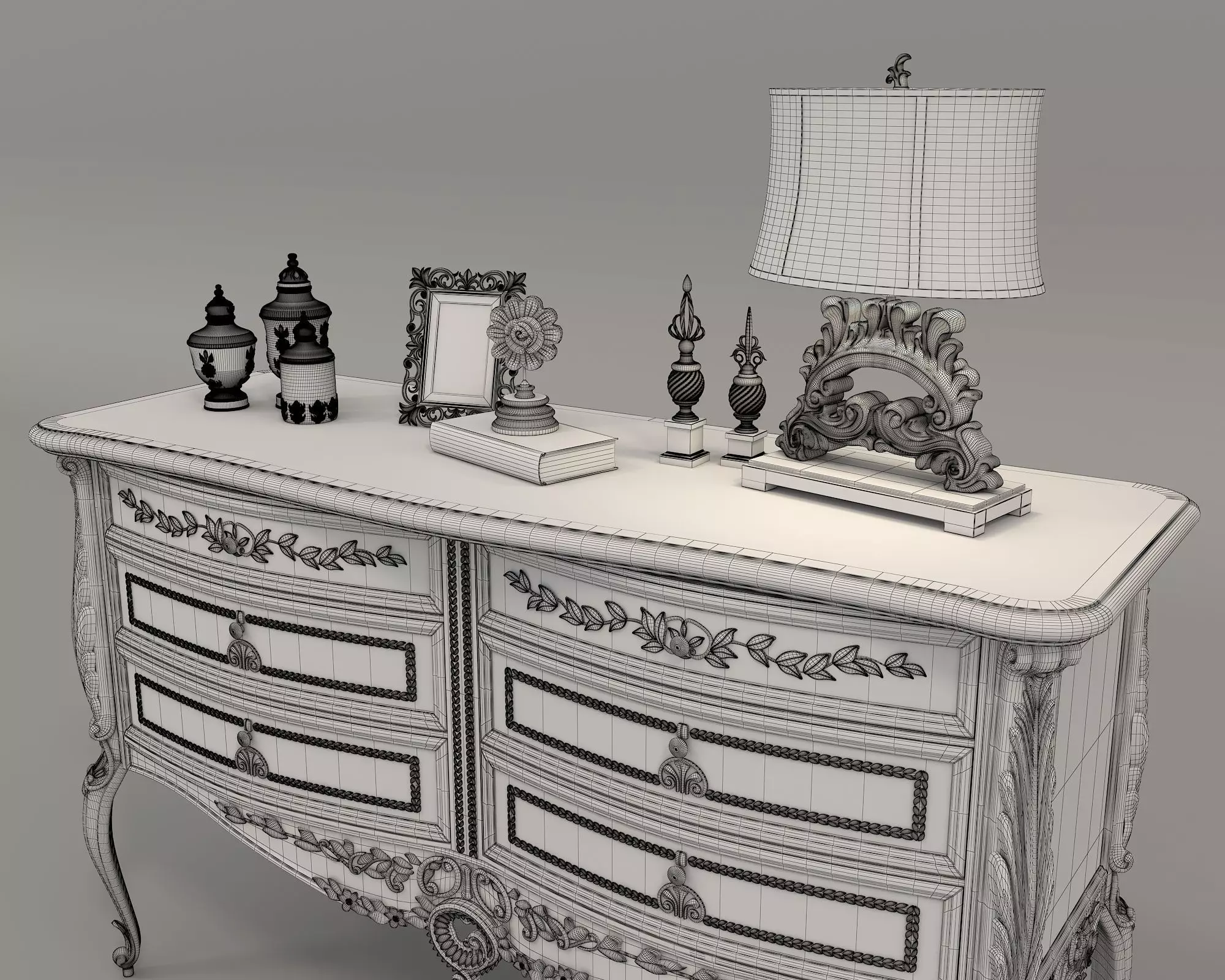 Classic European style Sideboard and Decoration 5 3D model_10
