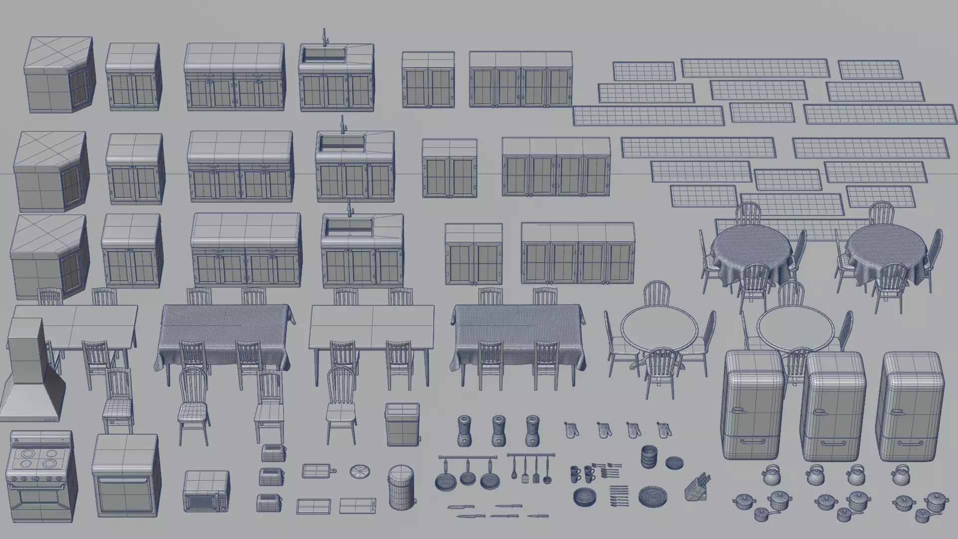 Stylized Kitchen Asset Collection Free low-poly 3D model_3
