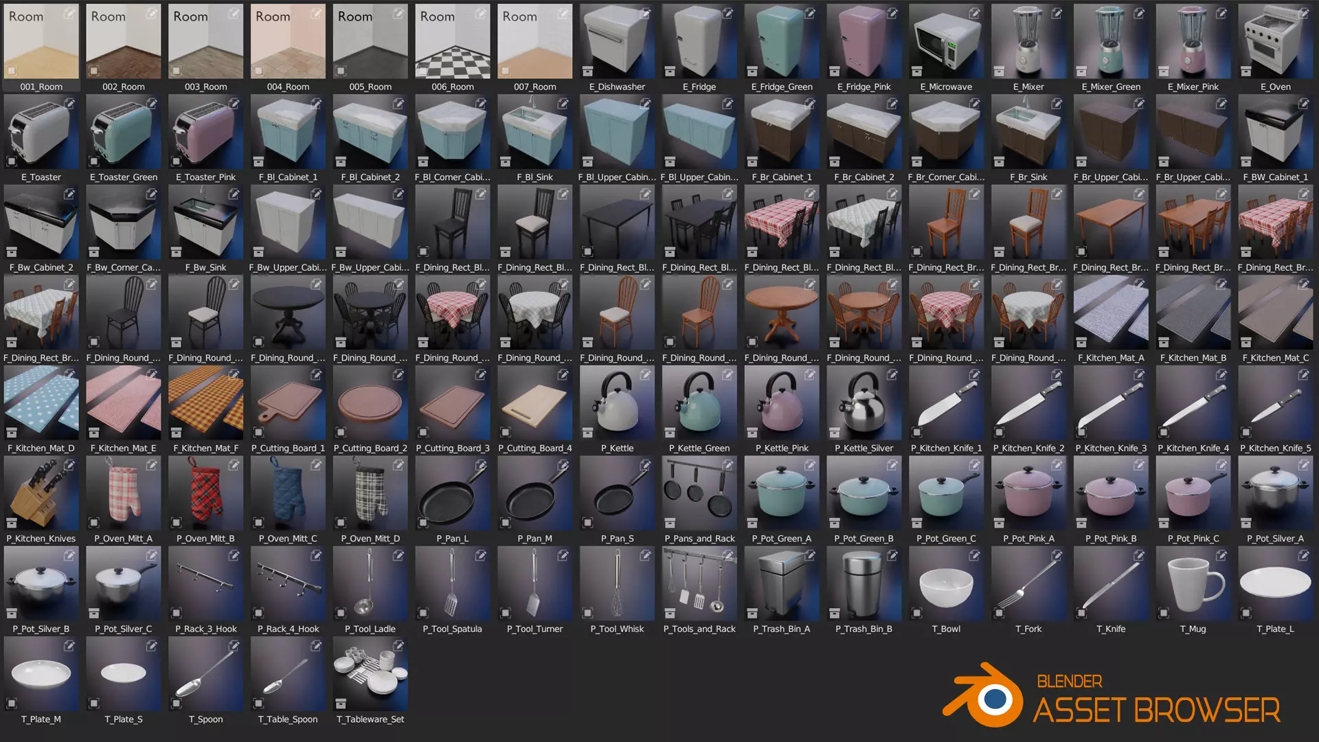 Stylized Kitchen Asset Collection Free low-poly 3D model_1