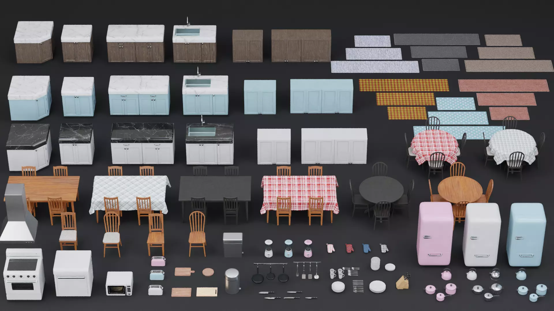 Stylized Kitchen Asset Collection Free low-poly 3D model_2
