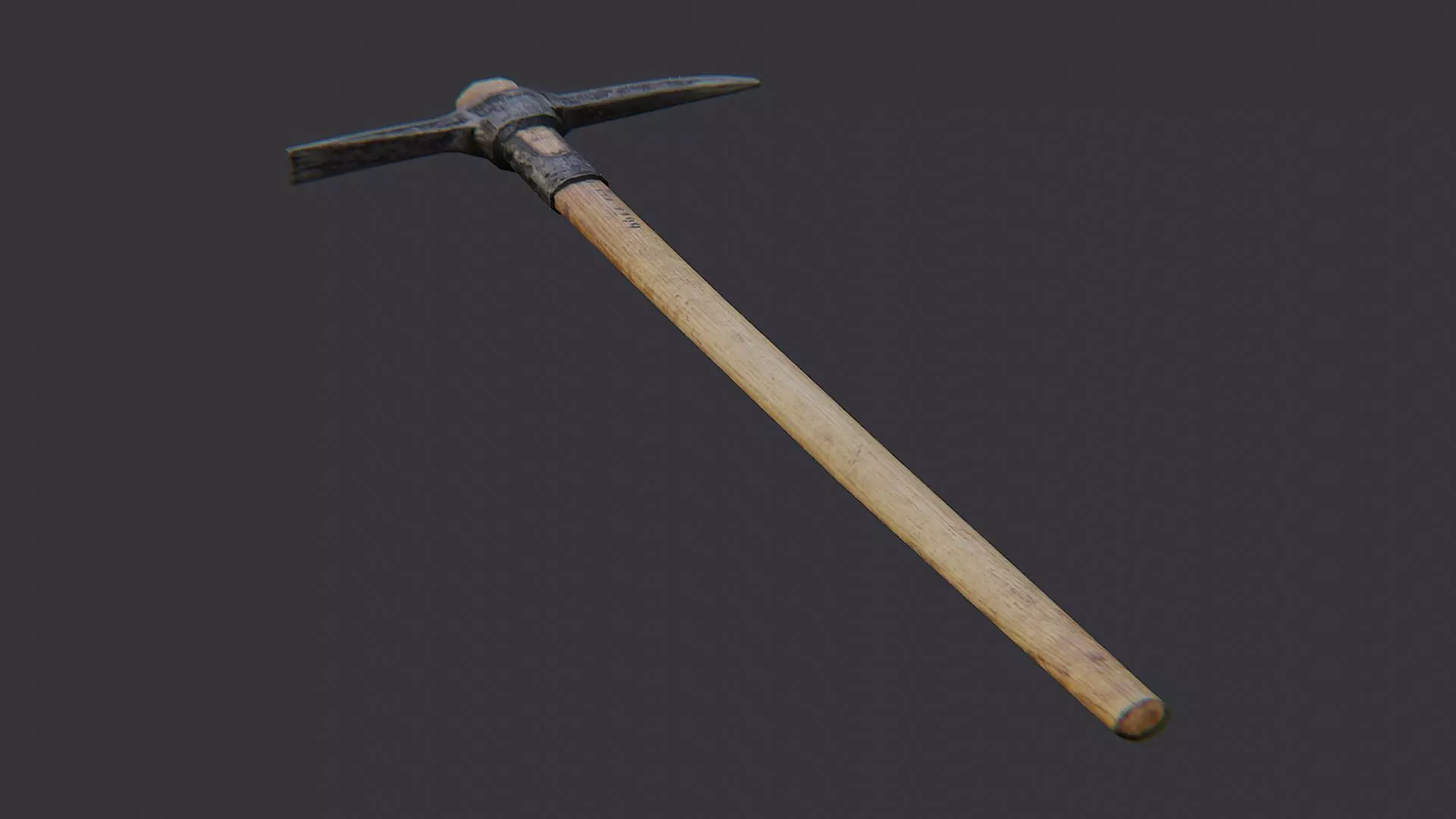 Wooden Handled Pickaxe Low-poly 3D model_3
