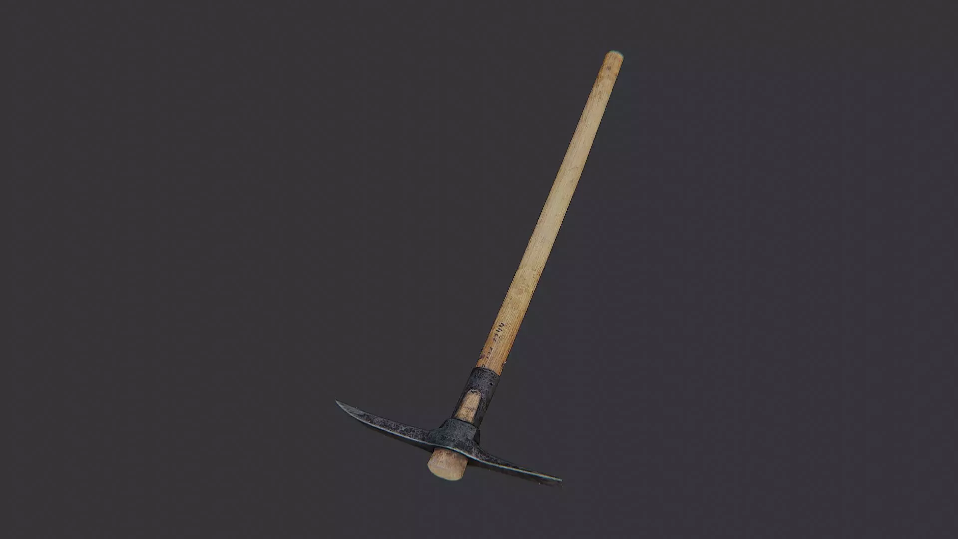 Wooden Handled Pickaxe Low-poly 3D model_4