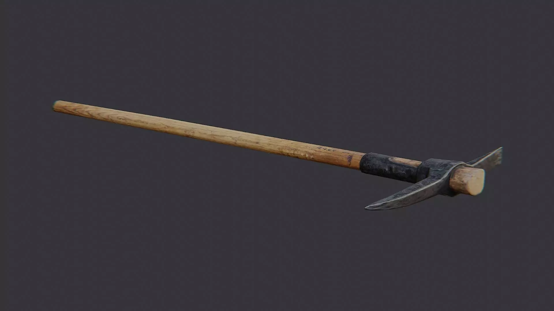 Wooden Handled Pickaxe Low-poly 3D model_1