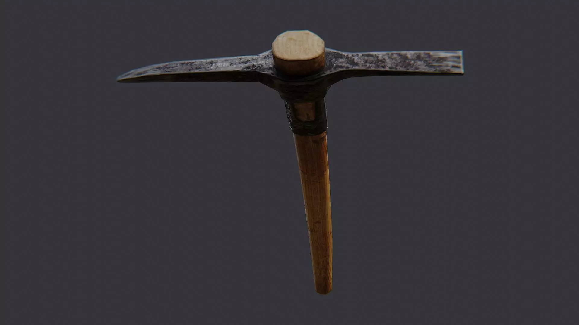 Wooden Handled Pickaxe Low-poly 3D model_5