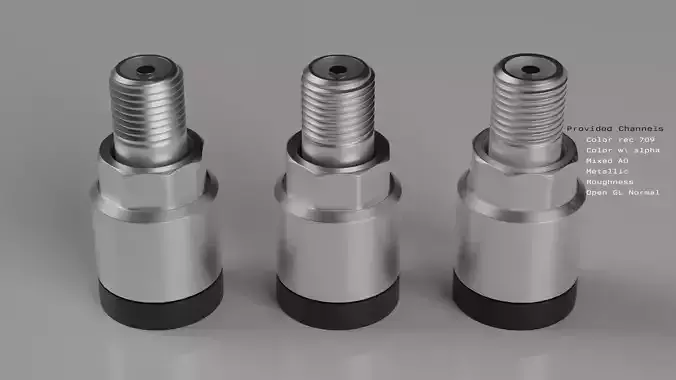 Metal Valve Stem Low-poly 3D model 4