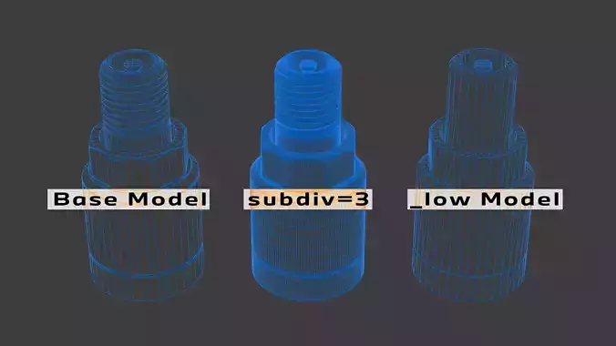 Metal Valve Stem Low-poly 3D model 3