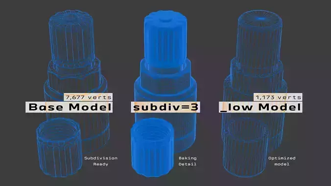 Metal Valve Stem Low-poly 3D model 2