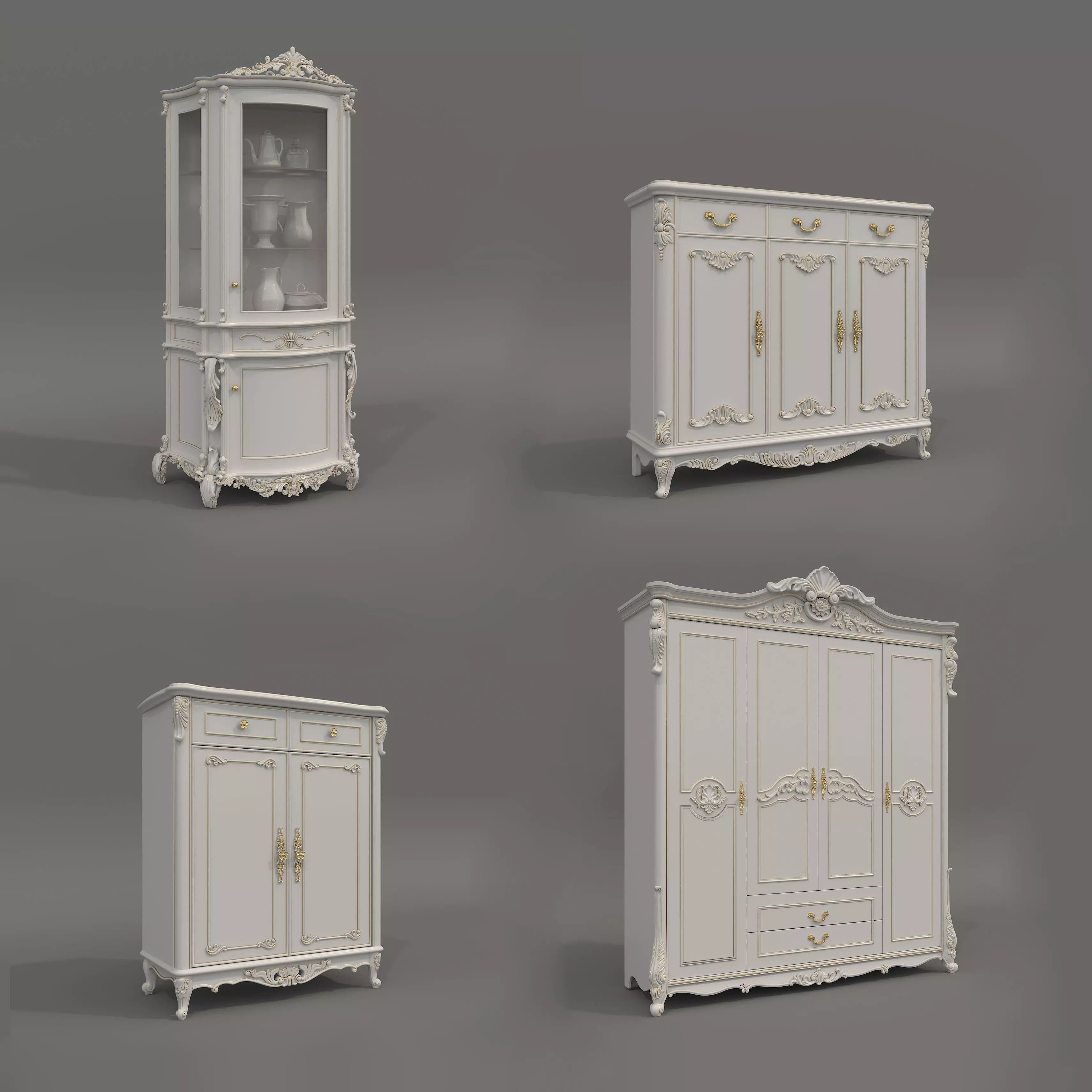 Classic European style Cabinet Collection 11 3D model_0