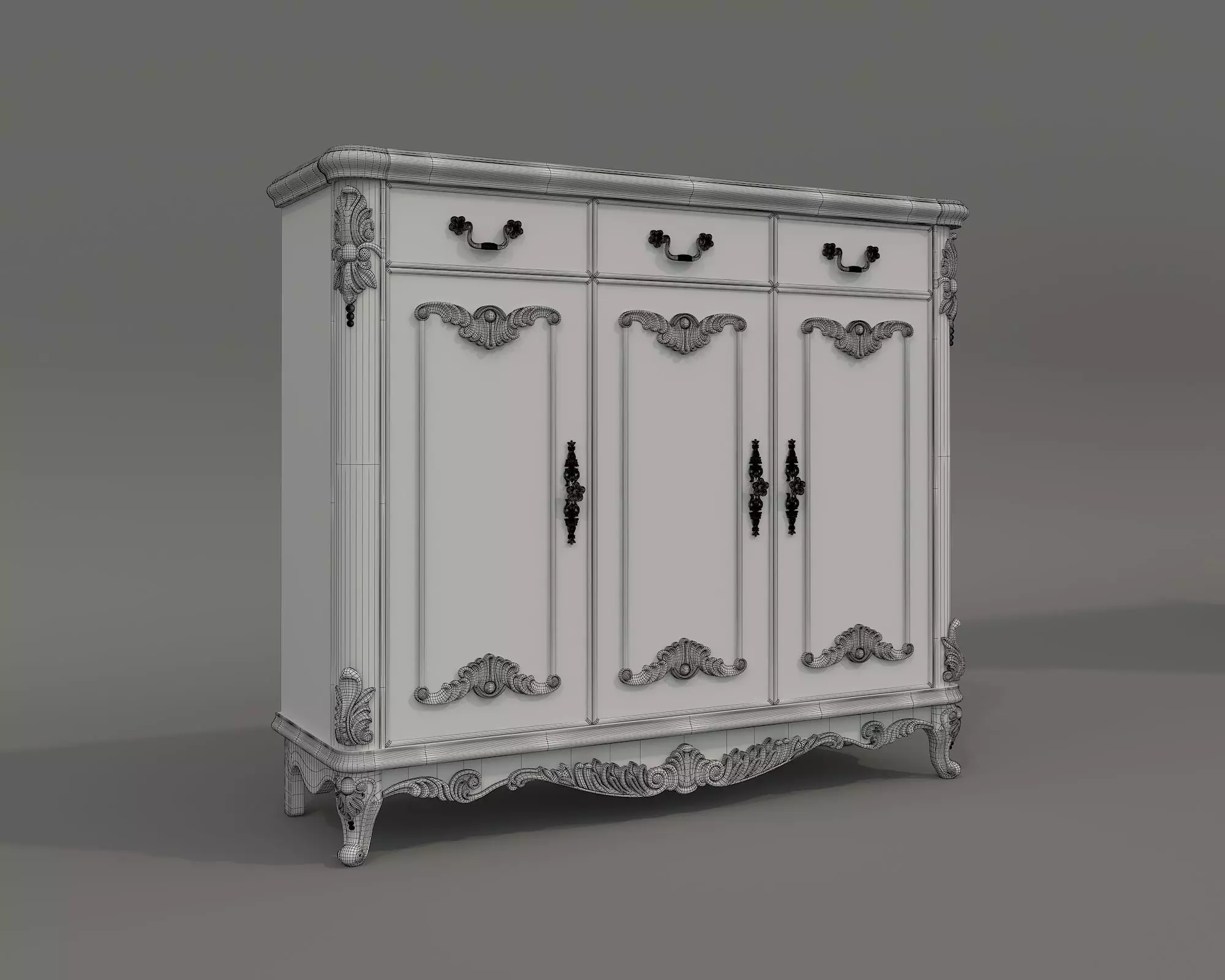 Classic European style Cabinet Collection 11 3D model_10