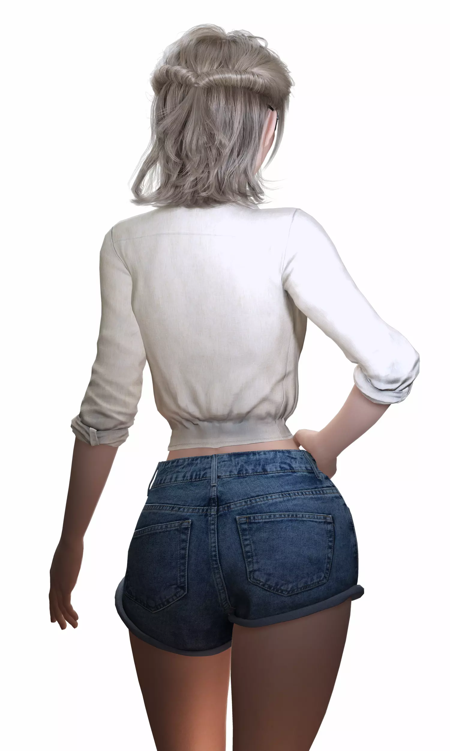 Stylized Female Character Cartoon with Glasses Low-poly 3D model_16