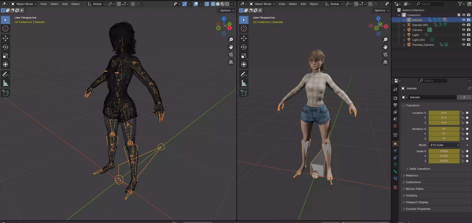 Stylized Female Character Cartoon with Glasses Low-poly 3D model_6