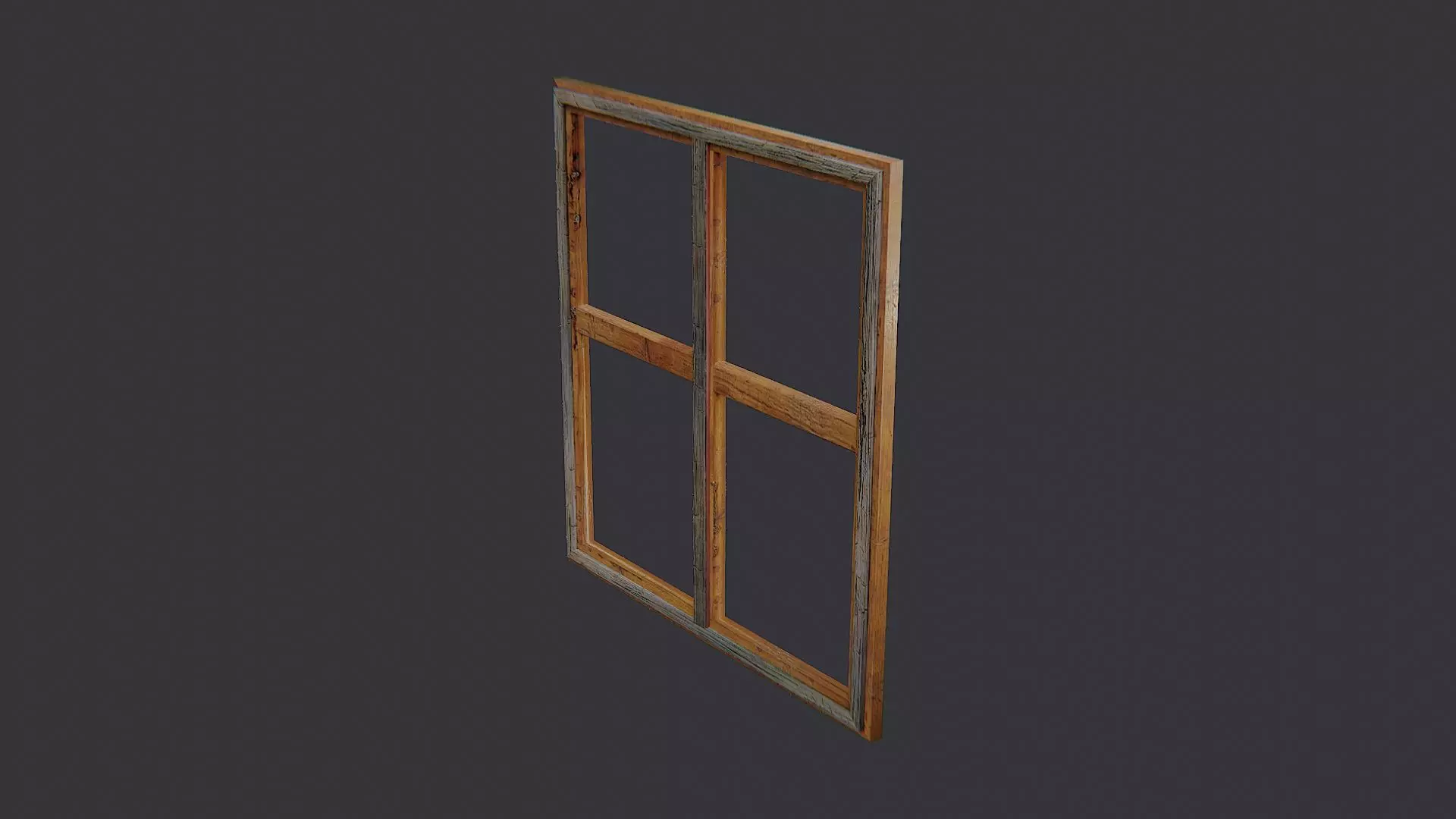 Ornate Wooden Window Frame Low-poly 3D model_1