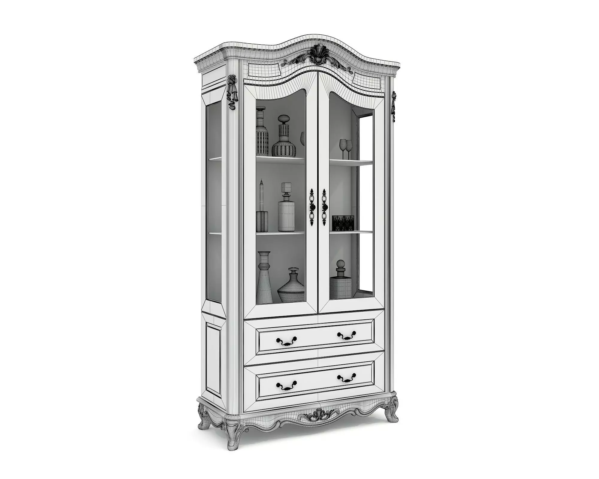 Classic European style Display Cabinet Collection 2 3D model_11