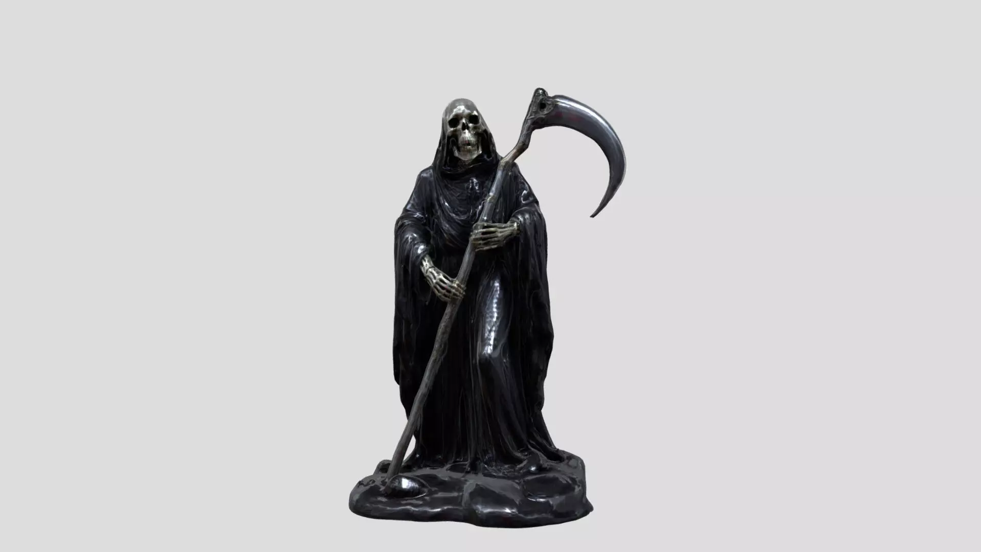 Grim Reaper Statue metal Low-poly 3D model_0