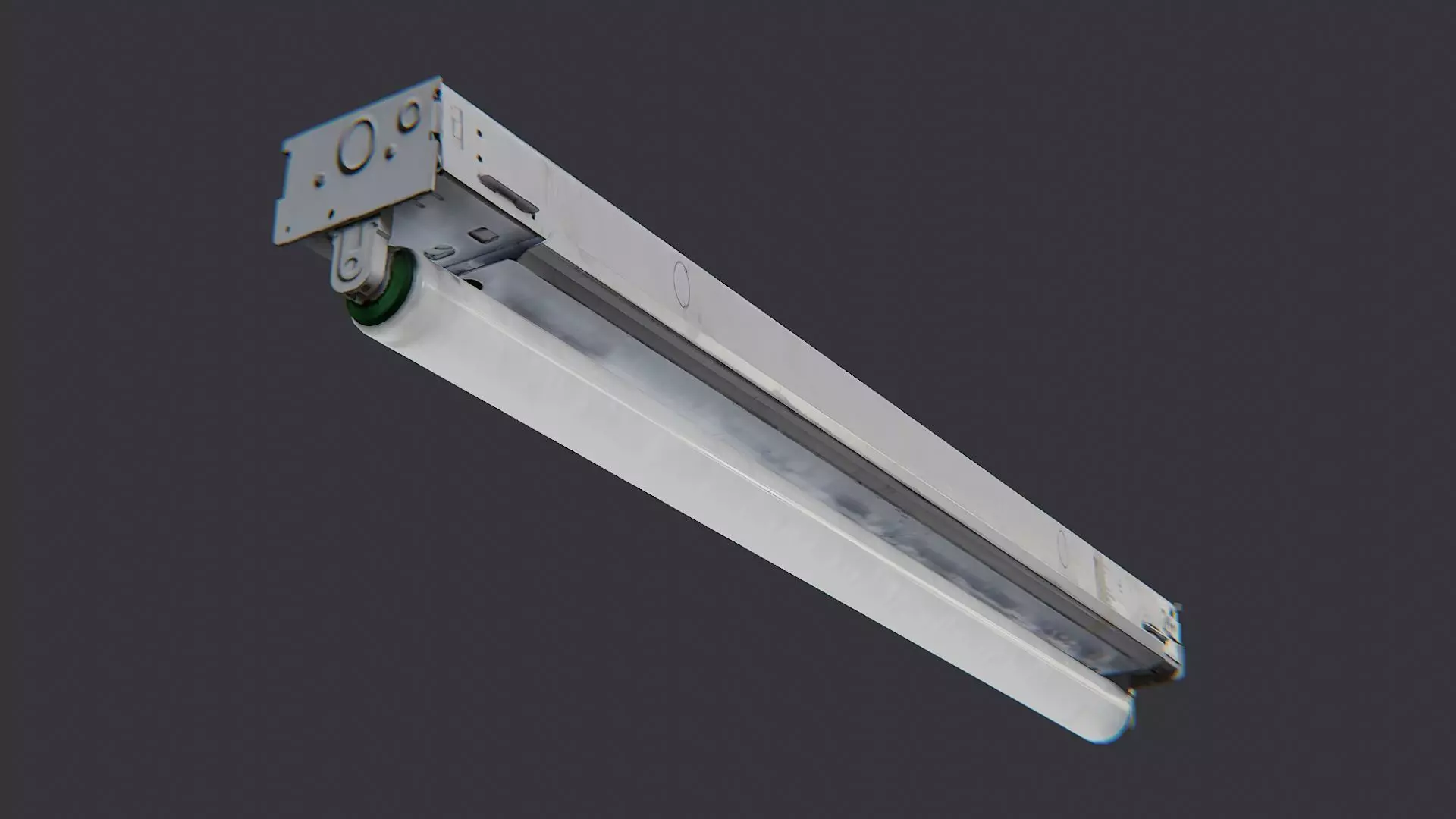 Fluorescent Ceiling Tube Light Warm Glow Low-poly 3D model_5