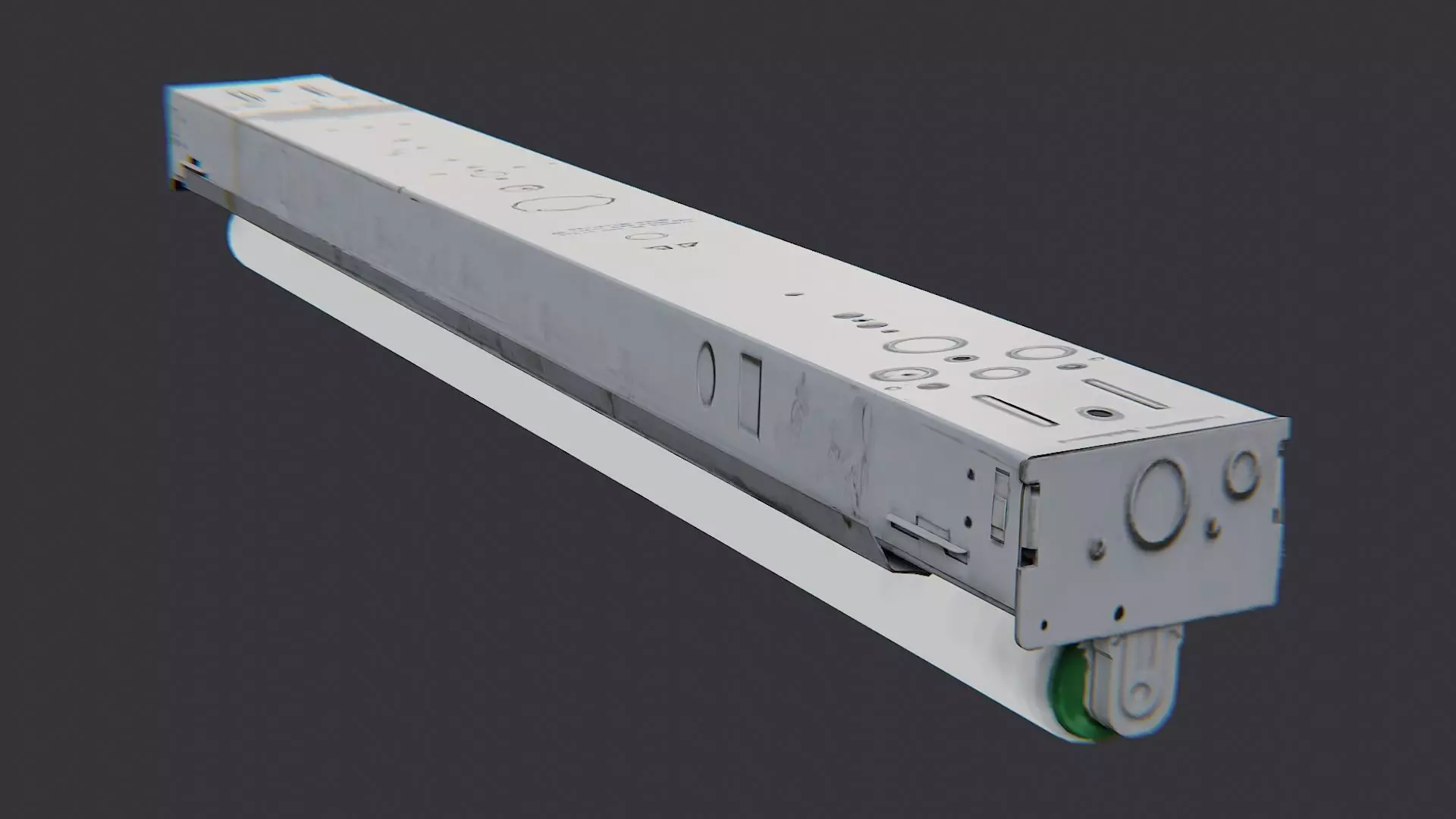 Fluorescent Ceiling Tube Light Warm Glow Low-poly 3D model_1