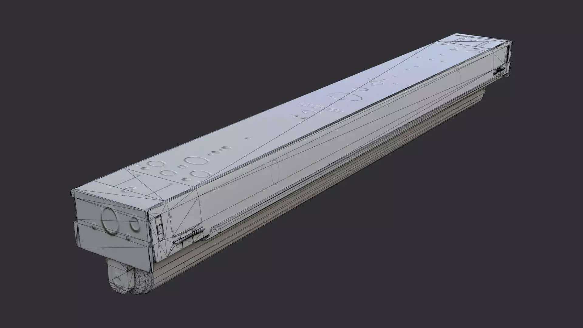 Fluorescent Ceiling Tube Light Warm Glow Low-poly 3D model_7