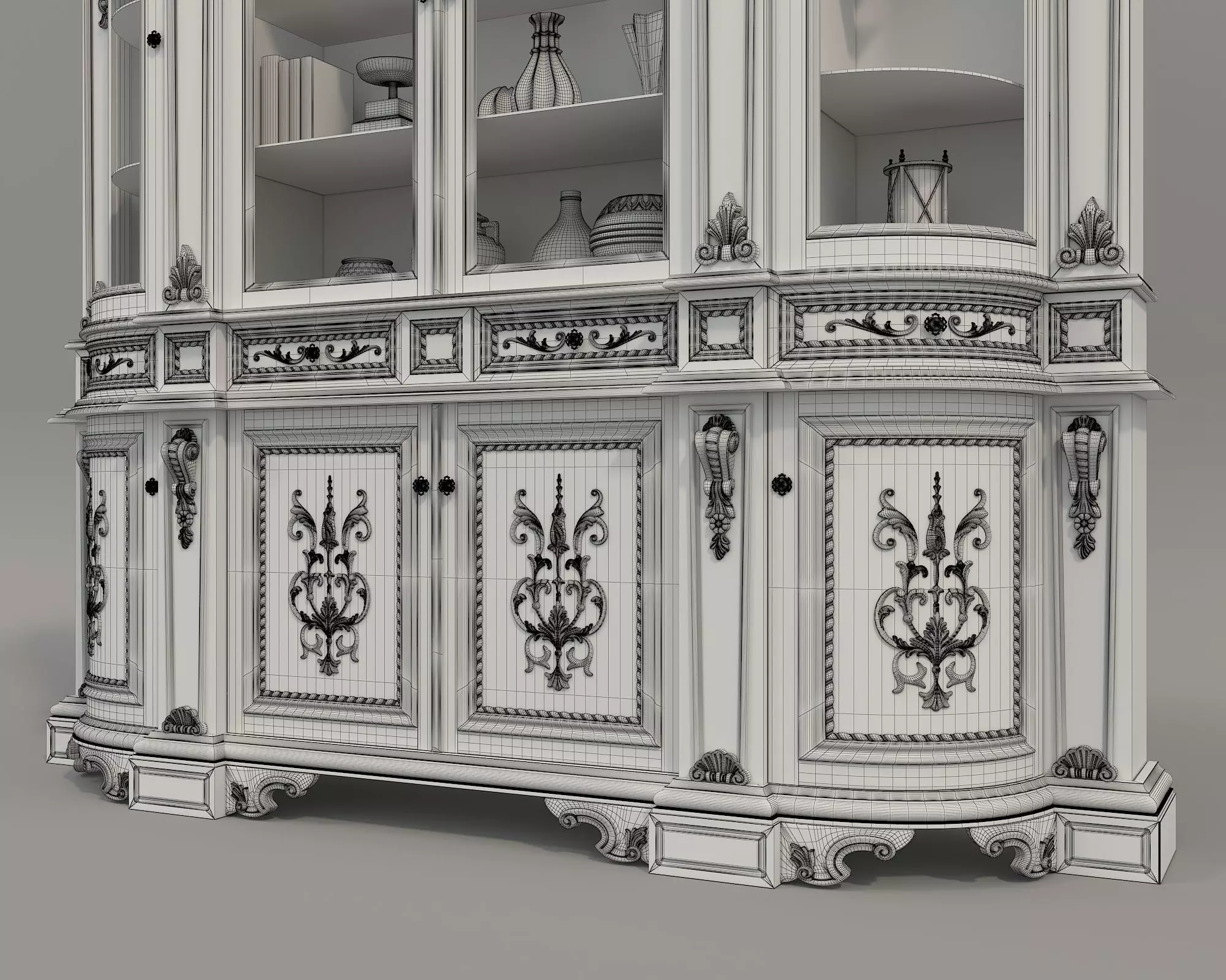 Classic Display Cabinet and Decoration 11 3D model_10