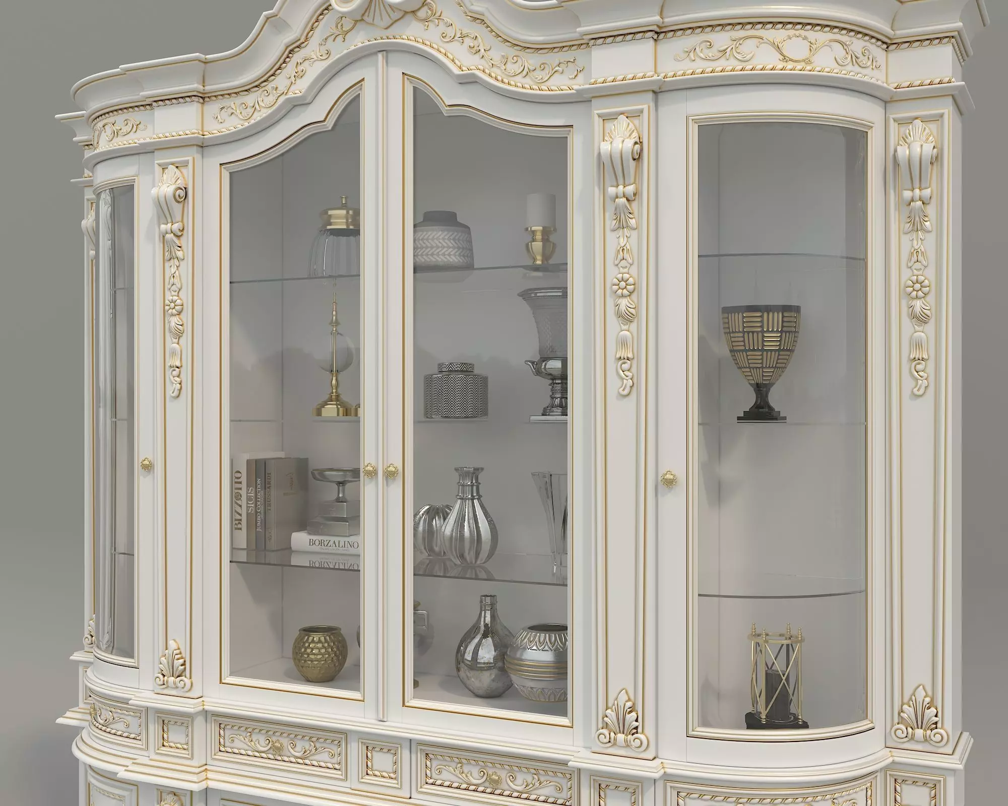 Classic Display Cabinet and Decoration 11 3D model_6