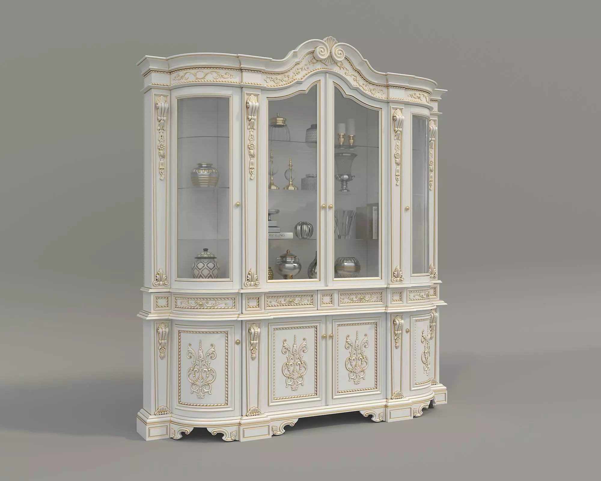 Classic Display Cabinet and Decoration 11 3D model_0