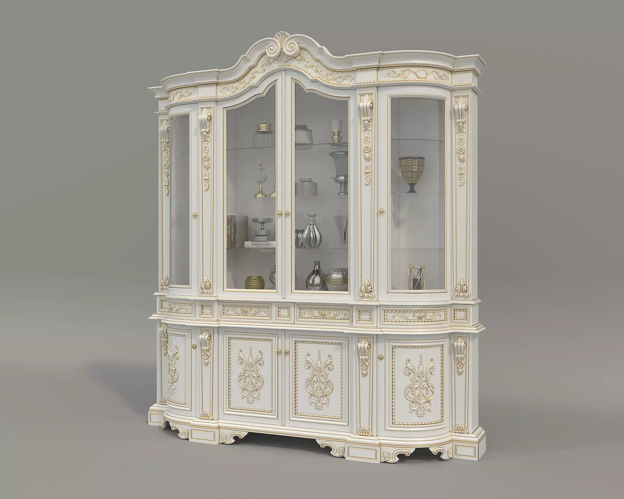 Classic Display Cabinet and Decoration 11 3D model_1