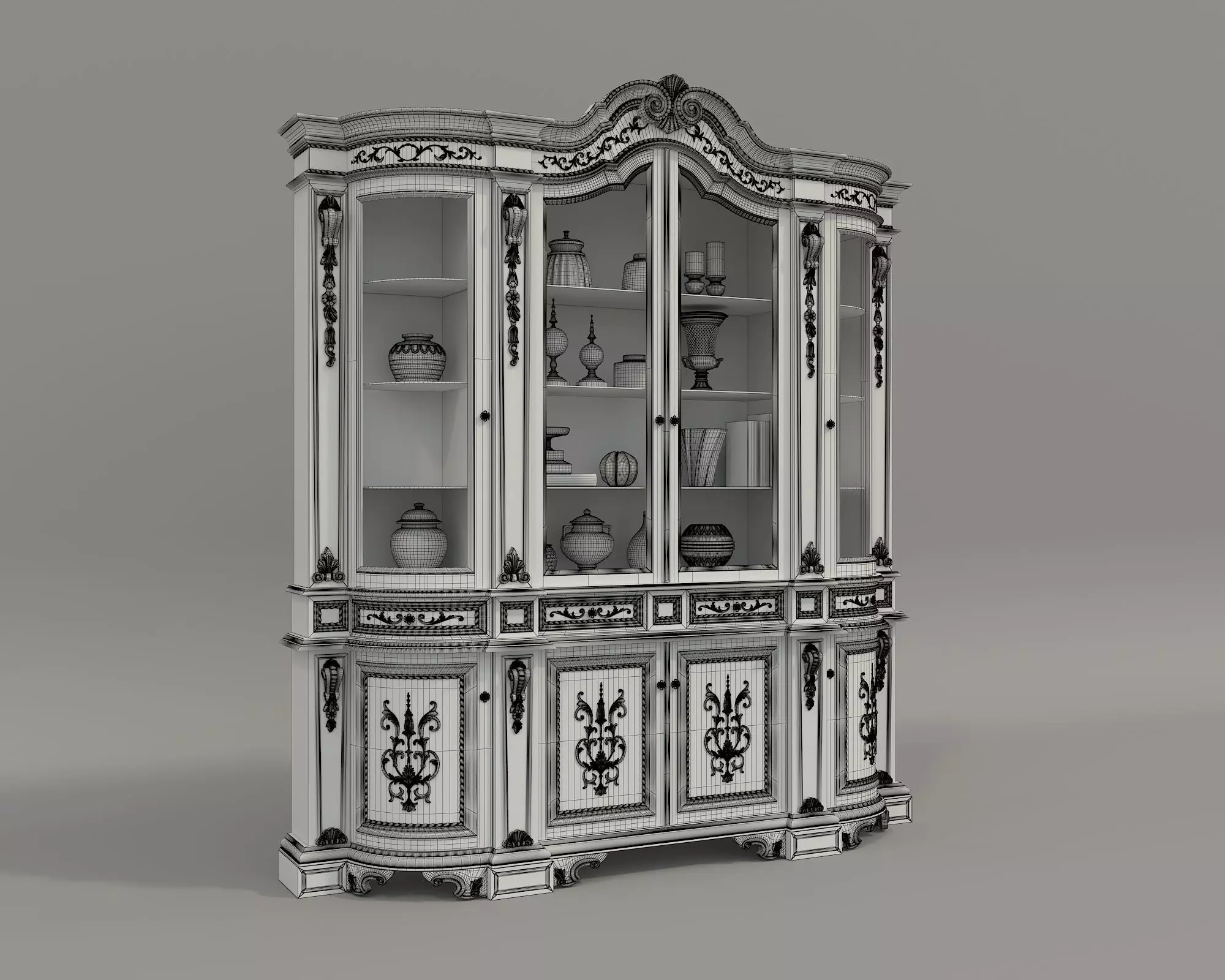 Classic Display Cabinet and Decoration 11 3D model_8