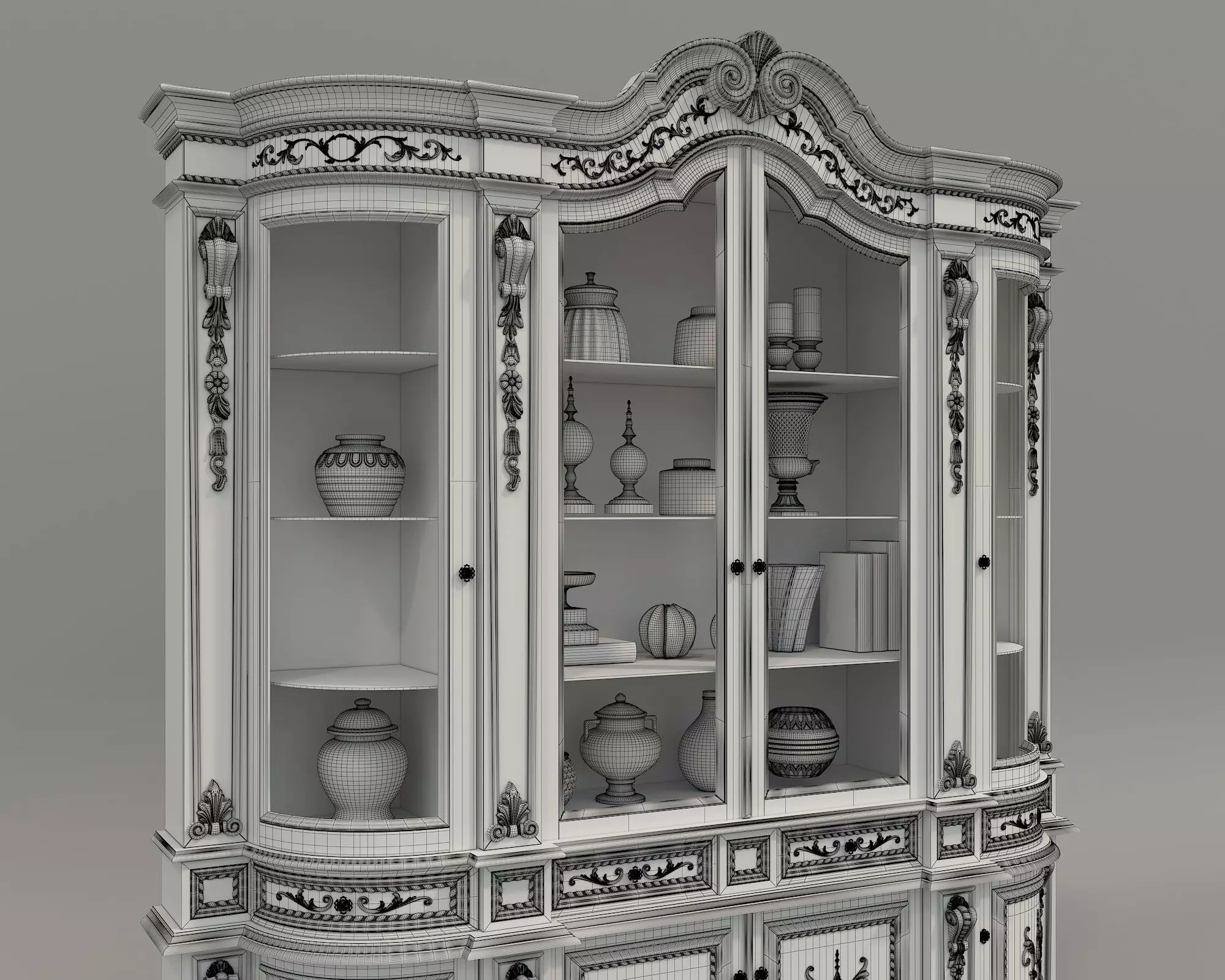 Classic Display Cabinet and Decoration 11 3D model_9