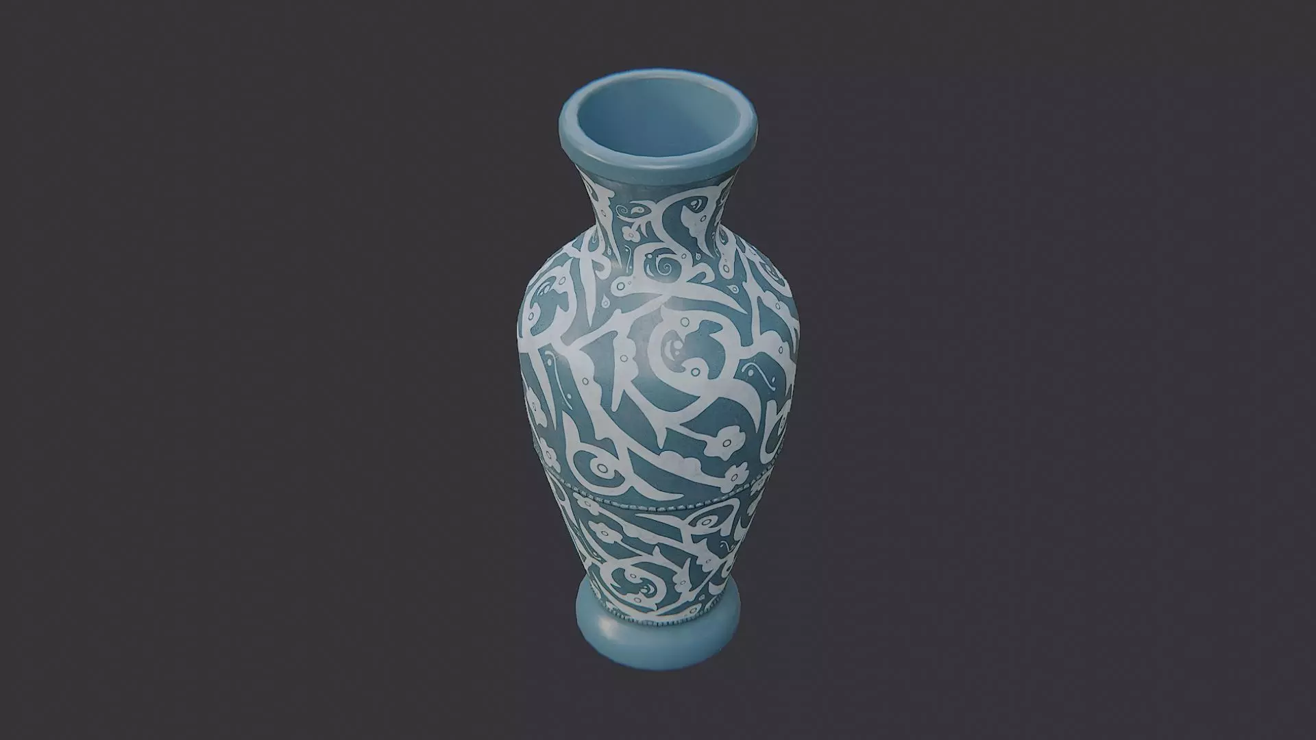 Ornate blue vase with scrollwork Low-poly 3D model_3