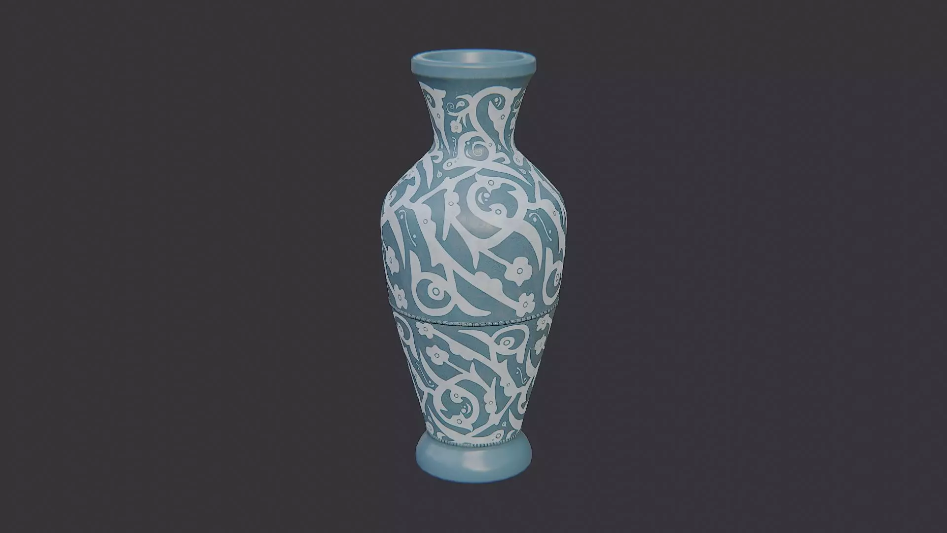 Ornate blue vase with scrollwork Low-poly 3D model_2