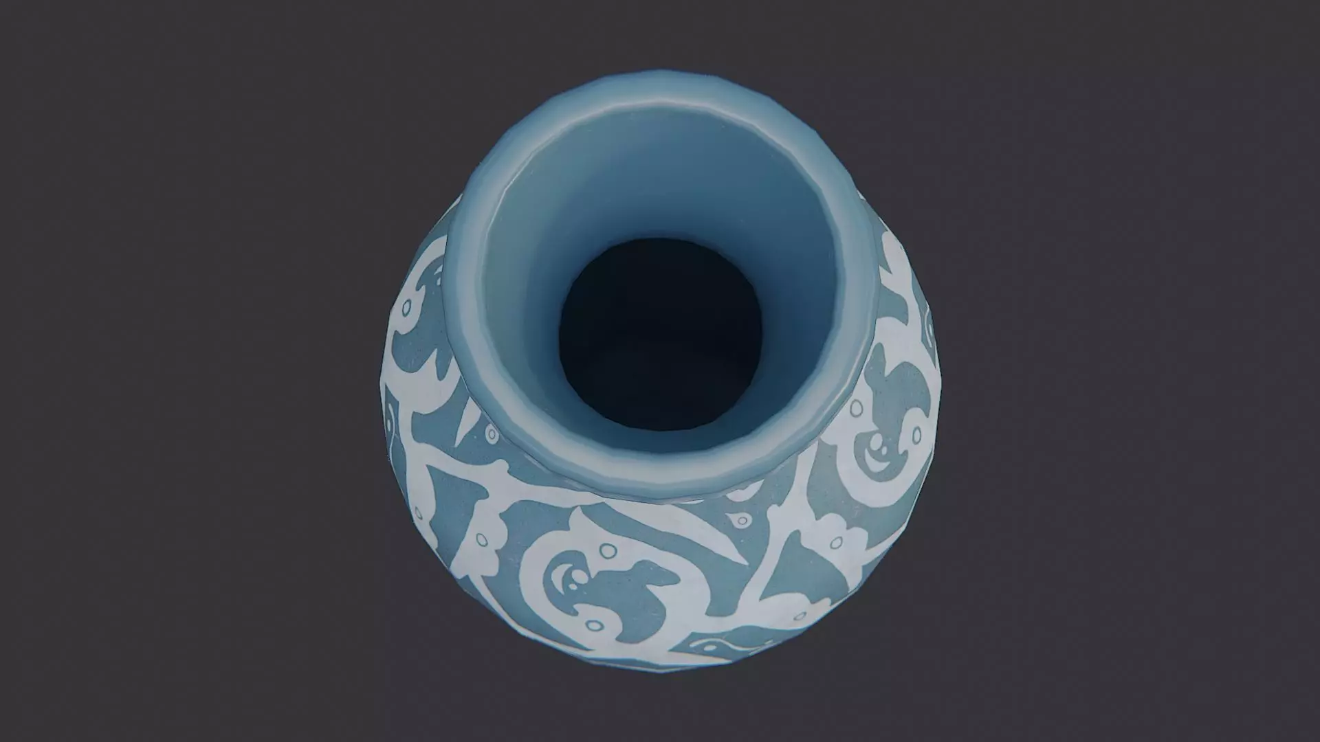 Ornate blue vase with scrollwork Low-poly 3D model_4
