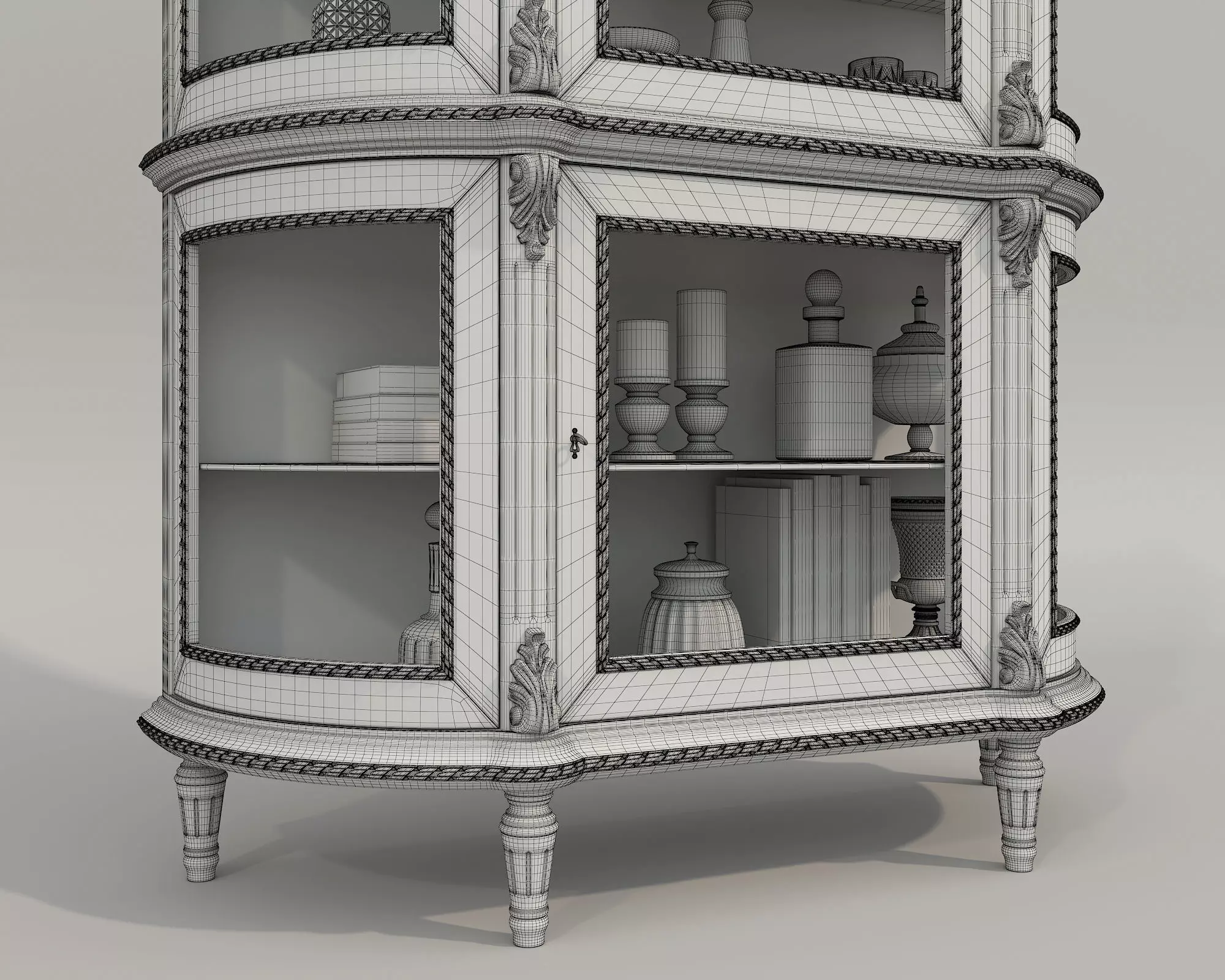 Classic Display Cabinet and Decoration 13 3D model_9