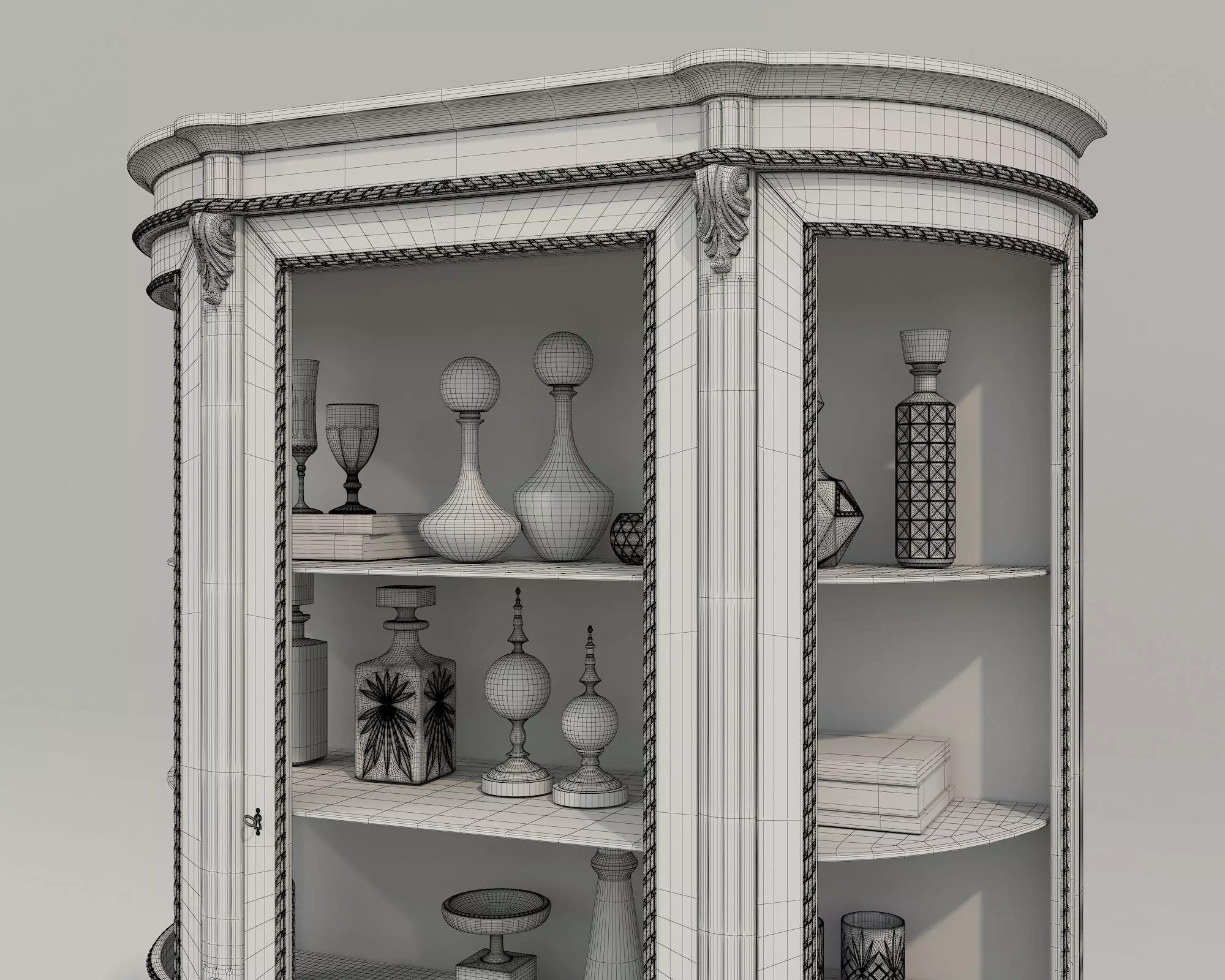 Classic Display Cabinet and Decoration 13 3D model_10