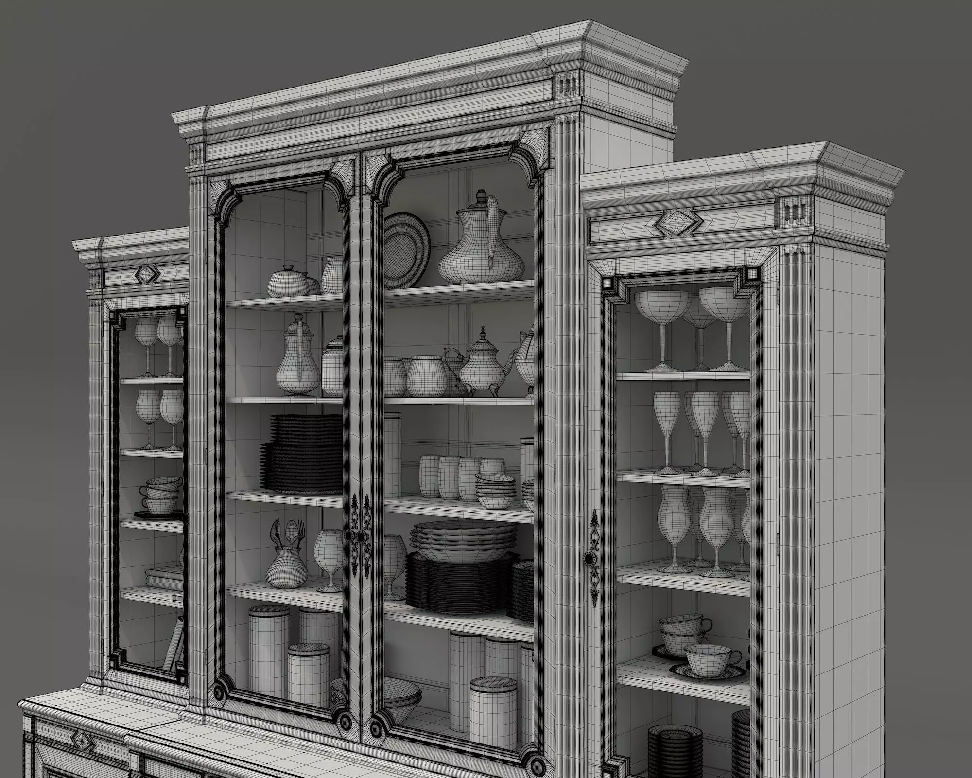 Classic Display Cabinet and Decoration 14 3D model_9