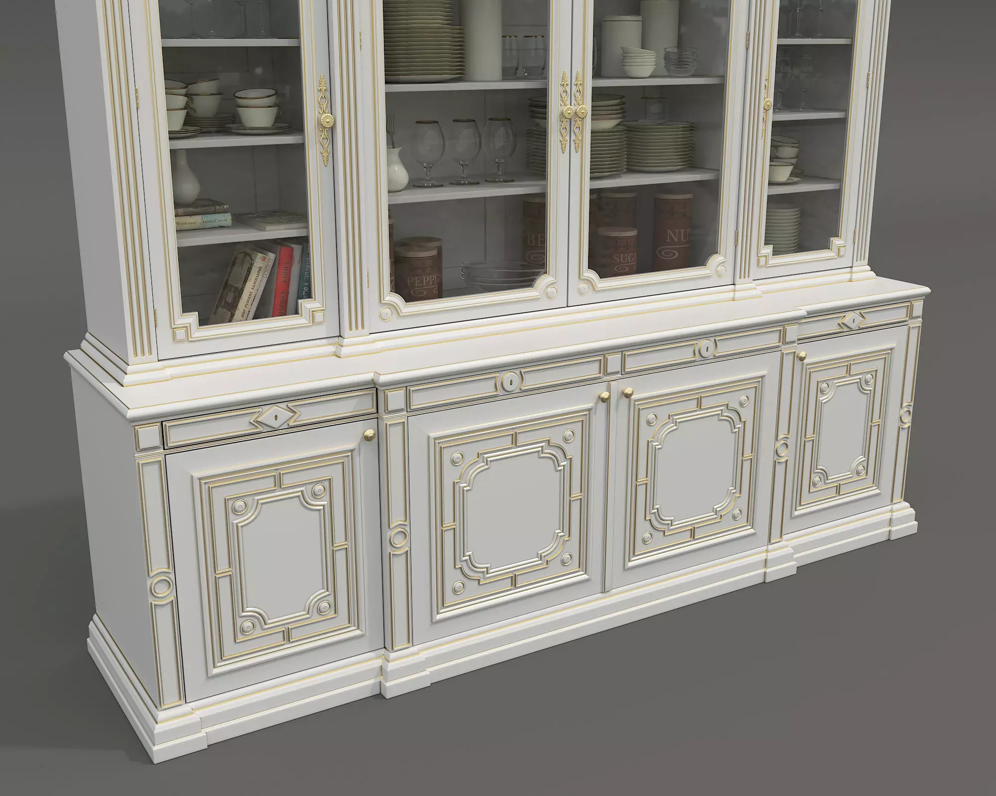Classic Display Cabinet and Decoration 14 3D model_2