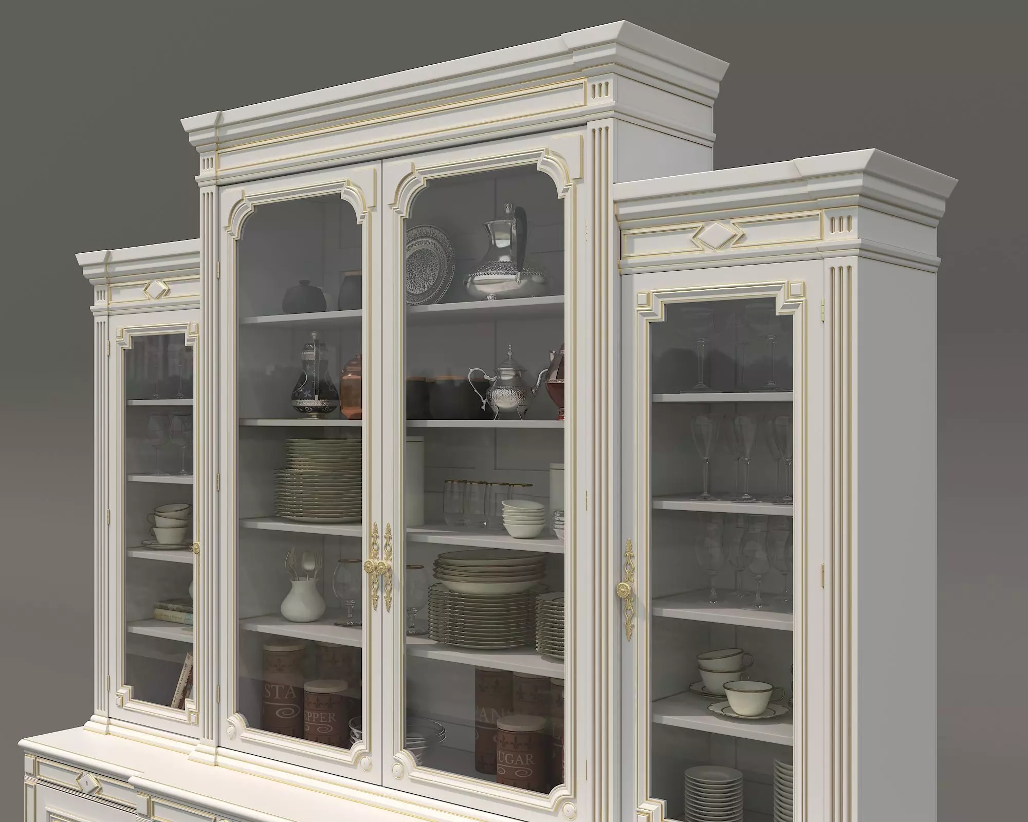 Classic Display Cabinet and Decoration 14 3D model_1
