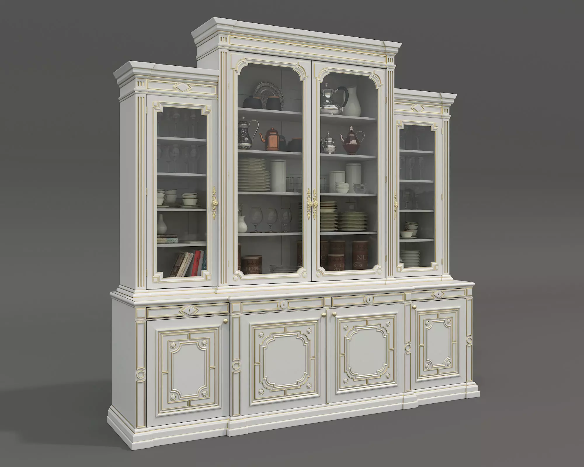 Classic Display Cabinet and Decoration 14 3D model_0