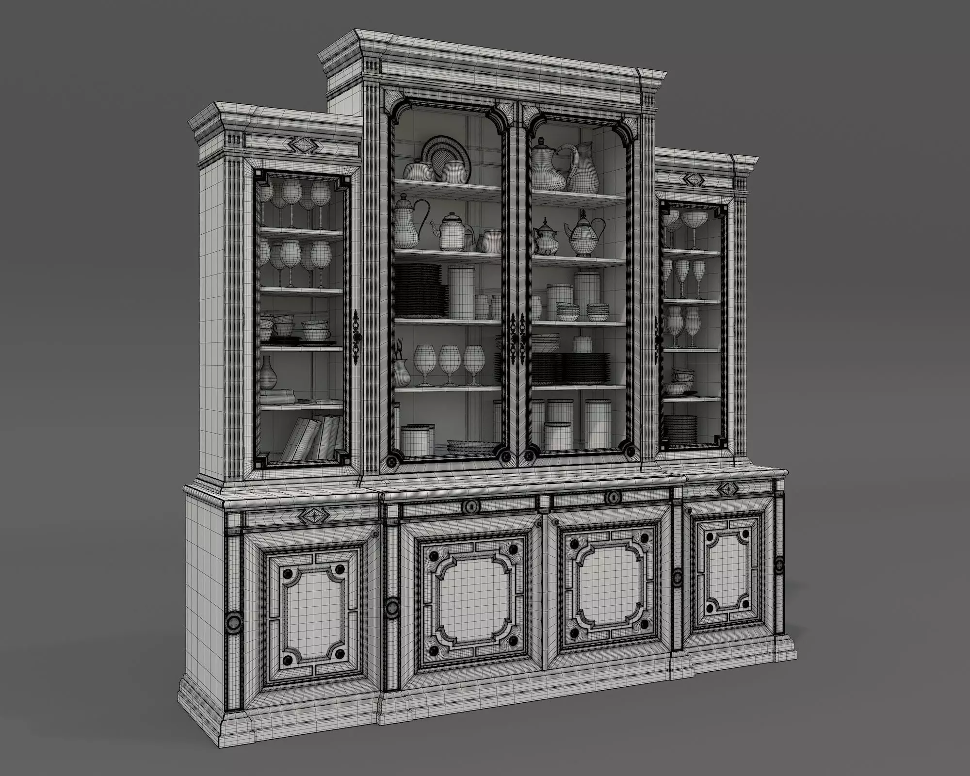 Classic Display Cabinet and Decoration 14 3D model_8