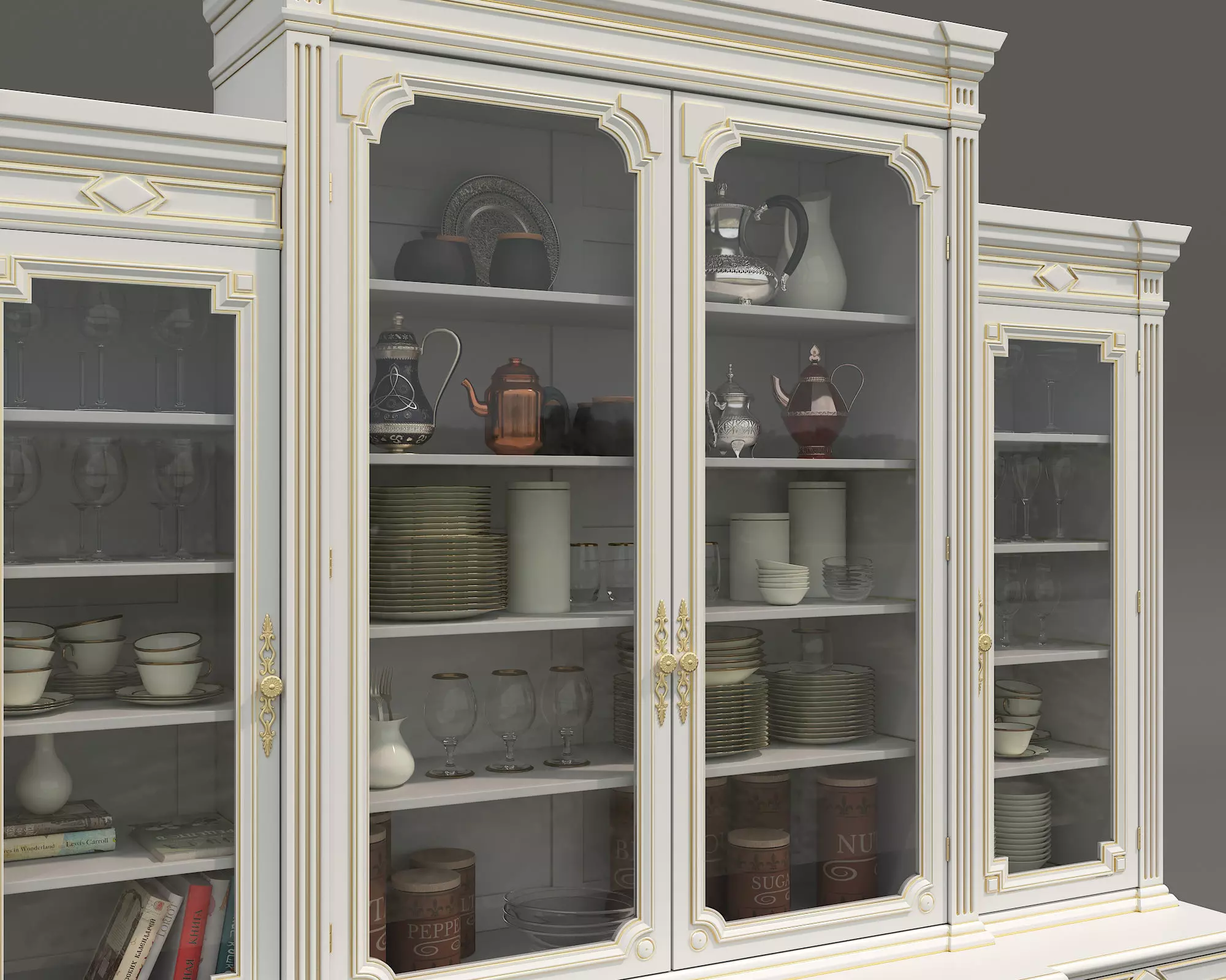 Classic Display Cabinet and Decoration 14 3D model_5
