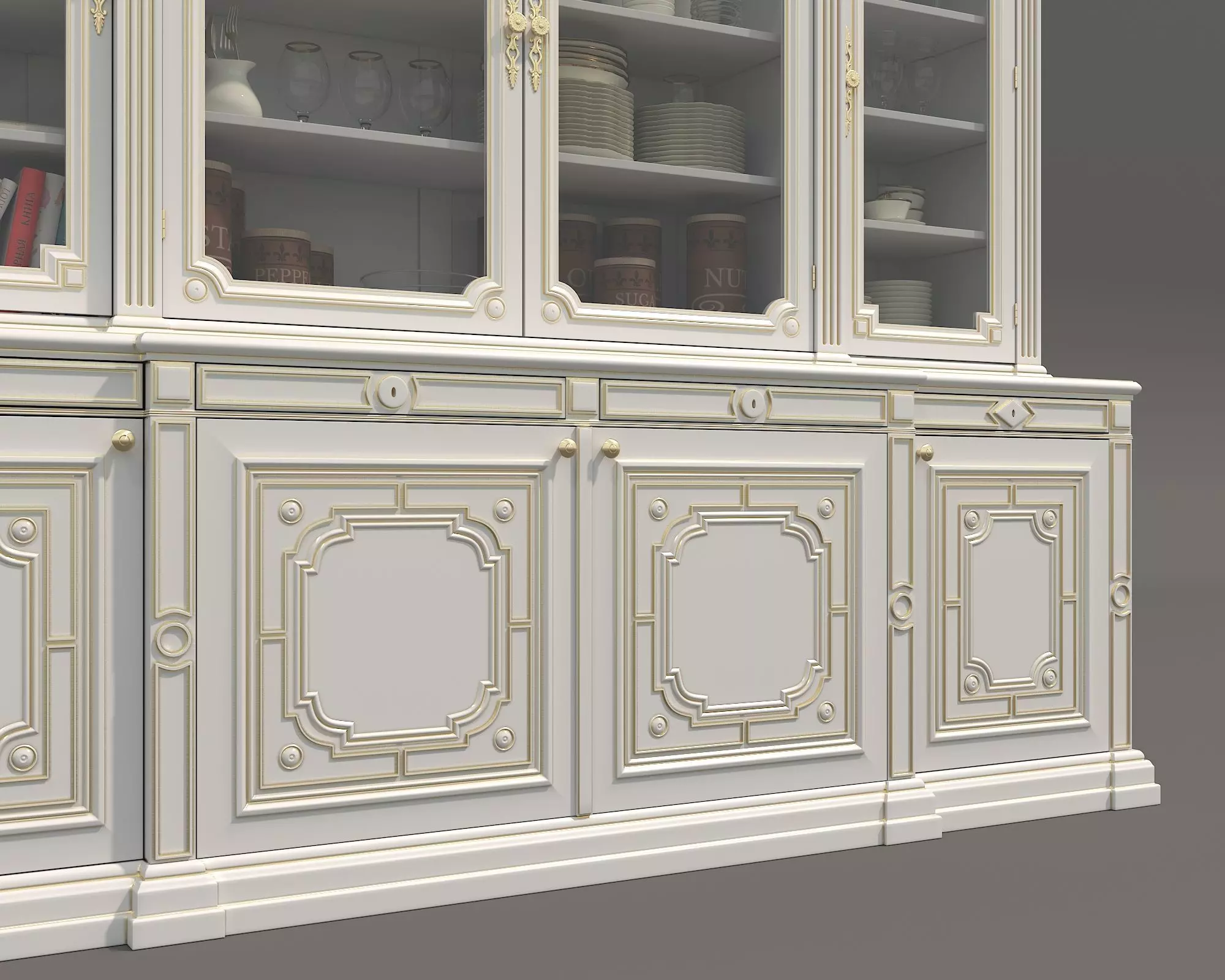 Classic Display Cabinet and Decoration 14 3D model_6