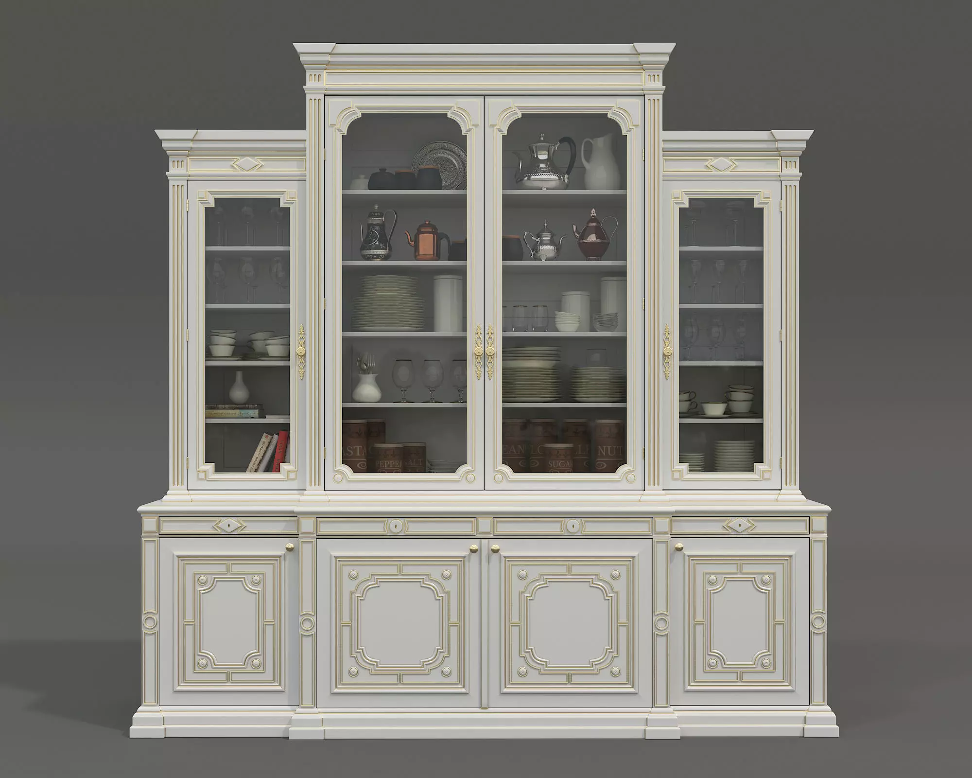 Classic Display Cabinet and Decoration 14 3D model_4