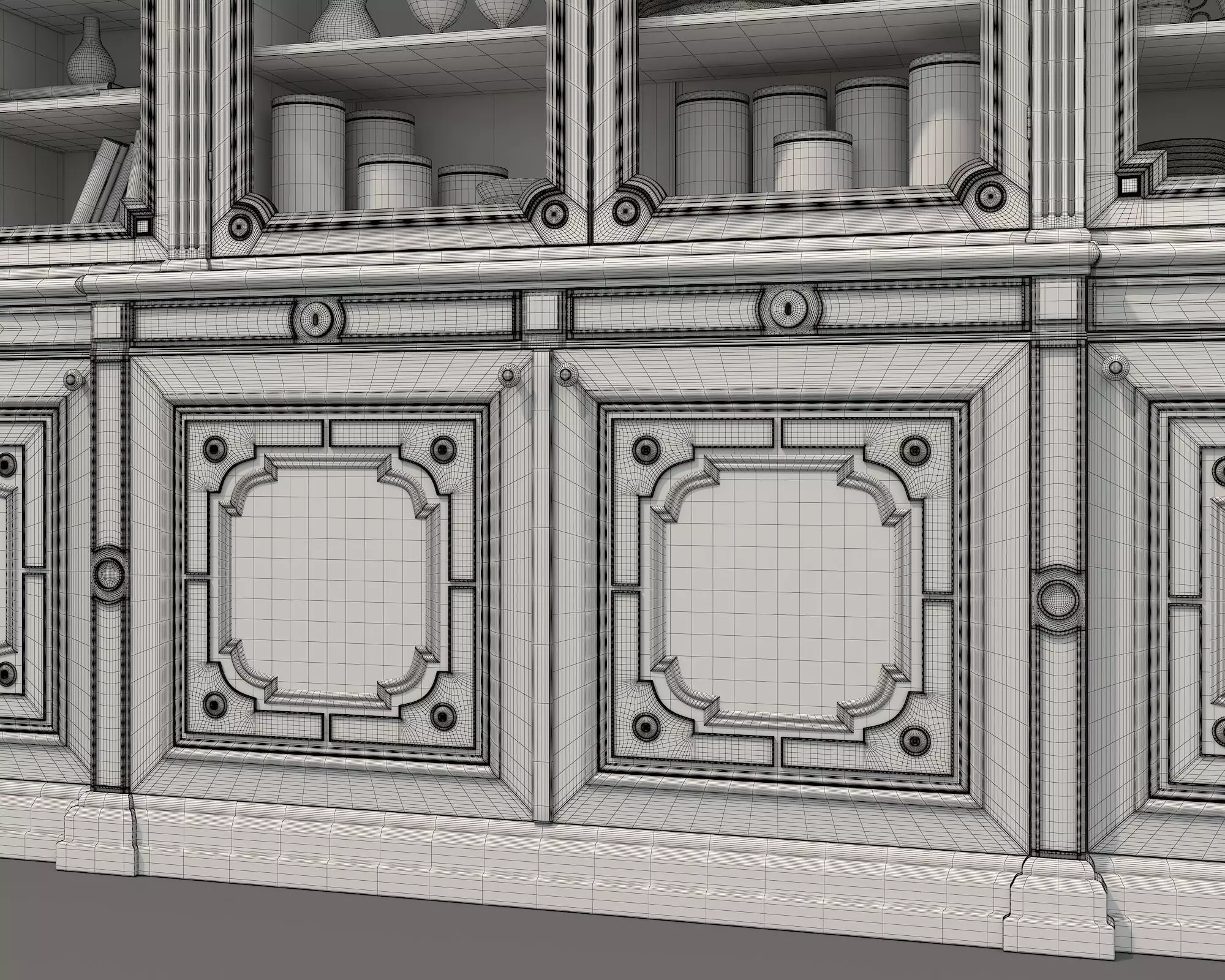 Classic Display Cabinet and Decoration 14 3D model_10