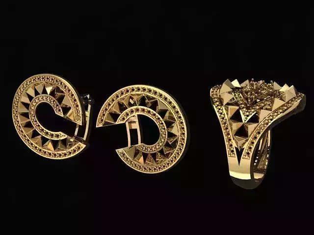 Set Ring and Earring for 3D Models