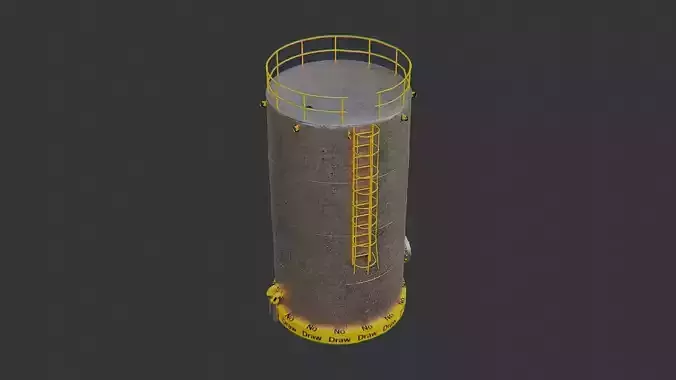 Industrial Oil Tank with Ladder and Catwalk